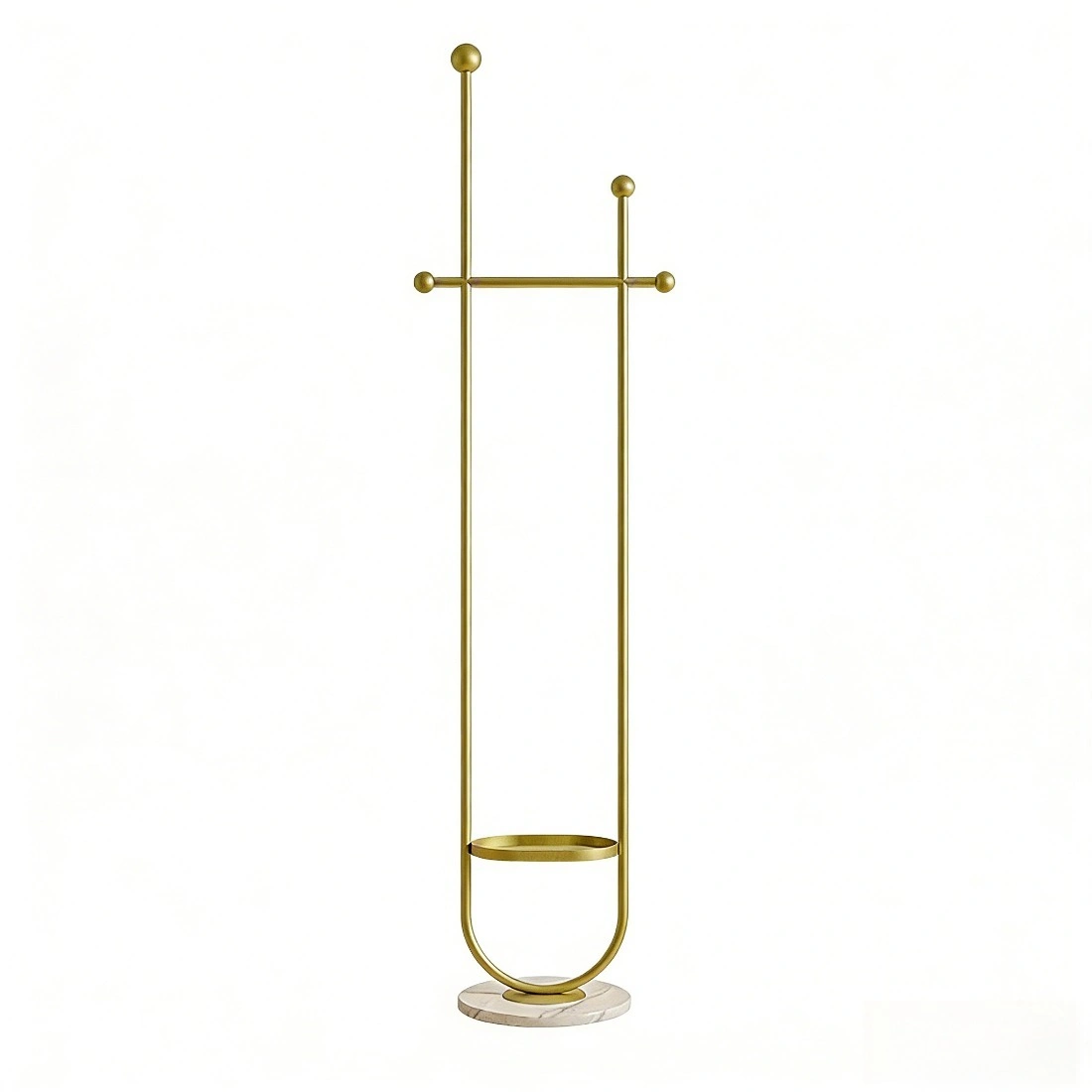 Clothing Rack, Golden Metal Freestanding Heavy Duty Clothes Rack with Marble Base, Multipurpose Garment Hanger for Bedroom, Hat, Scarf, Jacket view 3