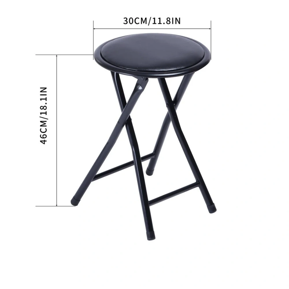 Durable Folding Chair with PVC Padded Seat & Backrest, Stainless Steel Frame, Black, 1 Pack for Home Office Gatherings view 2