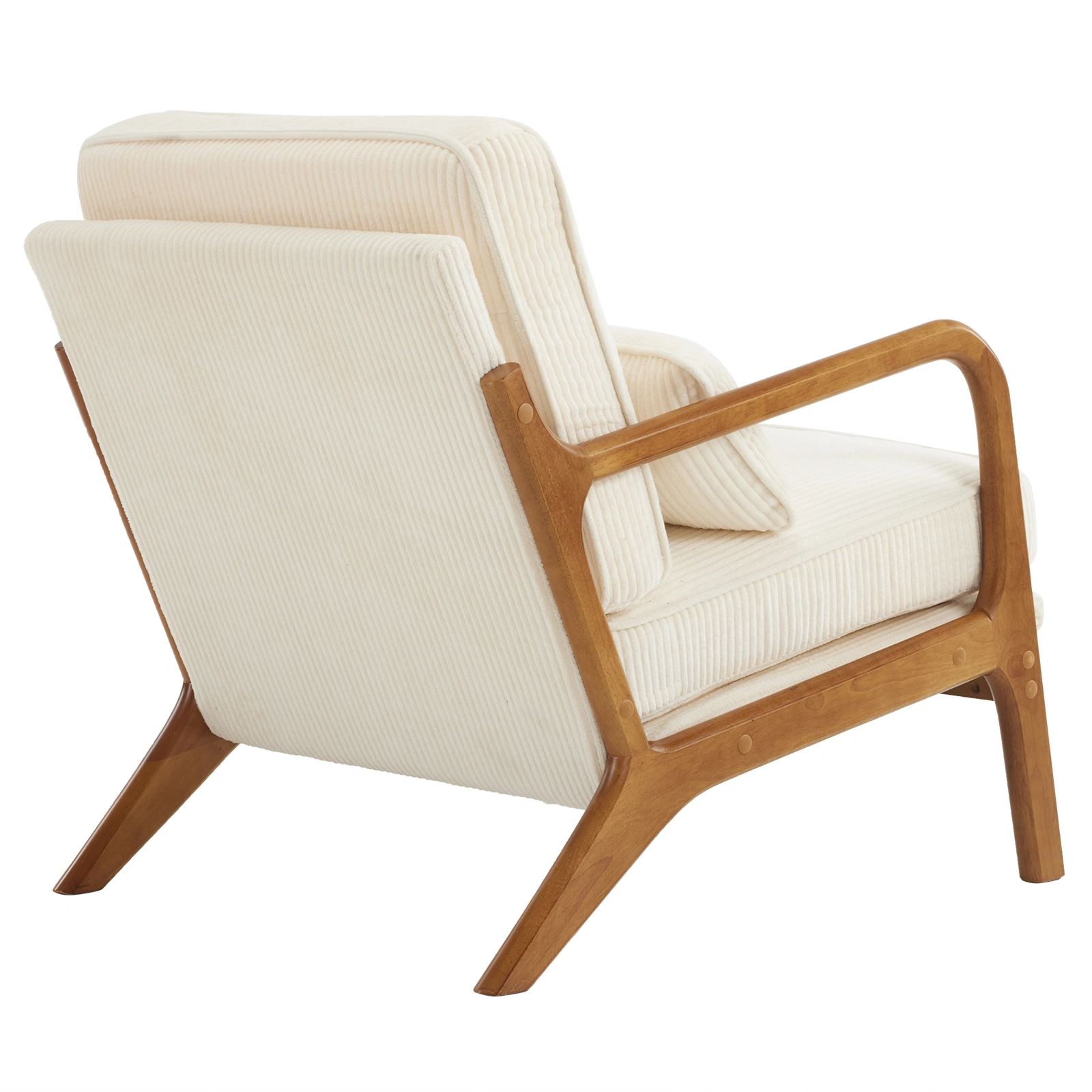 Low Arm Accent Chair - Off-White Corduroy Upholstered Indoor Lounge Chair, Compact Single Seater with Sturdy Frame (330LBS Weight Capacity) view 15