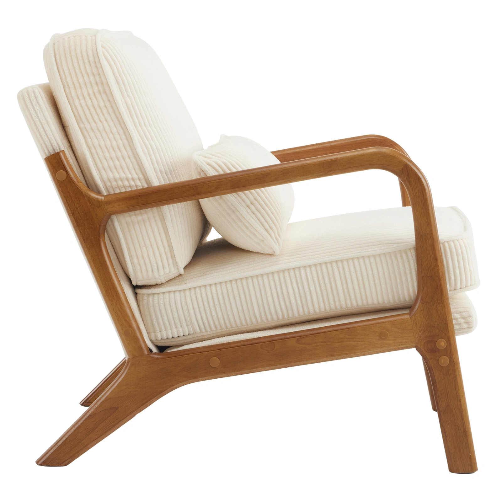 Low Arm Accent Chair - Off-White Corduroy Upholstered Indoor Lounge Chair, Compact Single Seater with Sturdy Frame (330LBS Weight Capacity) view 18