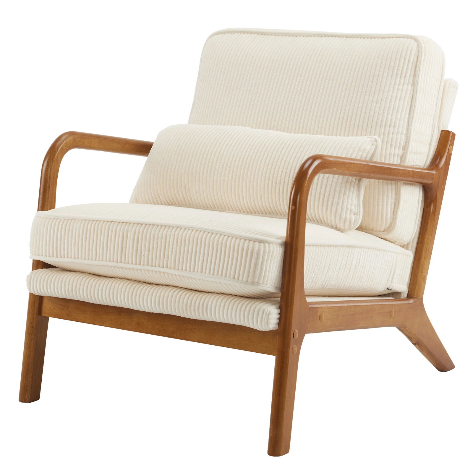 Low Arm Accent Chair - Off-White Corduroy Upholstered Indoor Lounge Chair, Compact Single Seater with Sturdy Frame (330LBS Weight Capacity) view 19