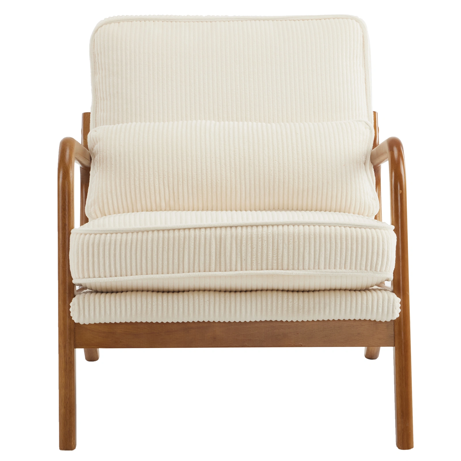 Low Arm Accent Chair - Off-White Corduroy Upholstered Indoor Lounge Chair, Compact Single Seater with Sturdy Frame (330LBS Weight Capacity) view 28