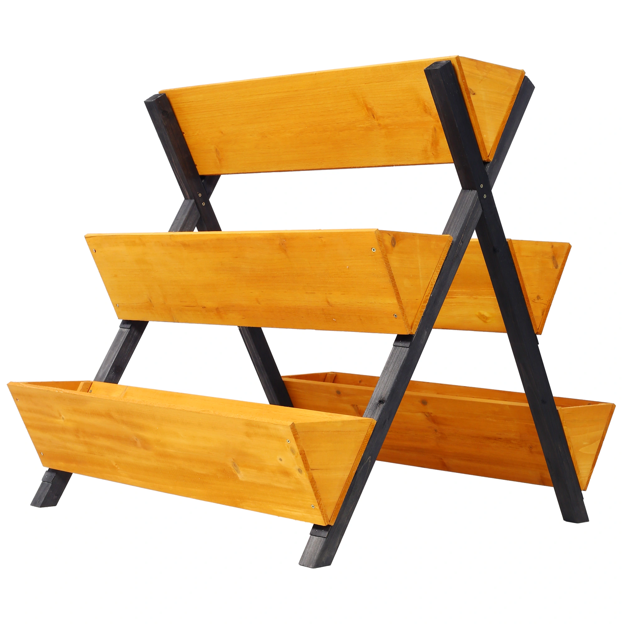 3 Tiers Wooden Vertical Raised Garden Bed with Legs,Brown Planter Raised Beds Kit for Flowers Herbs Vegetables view 6