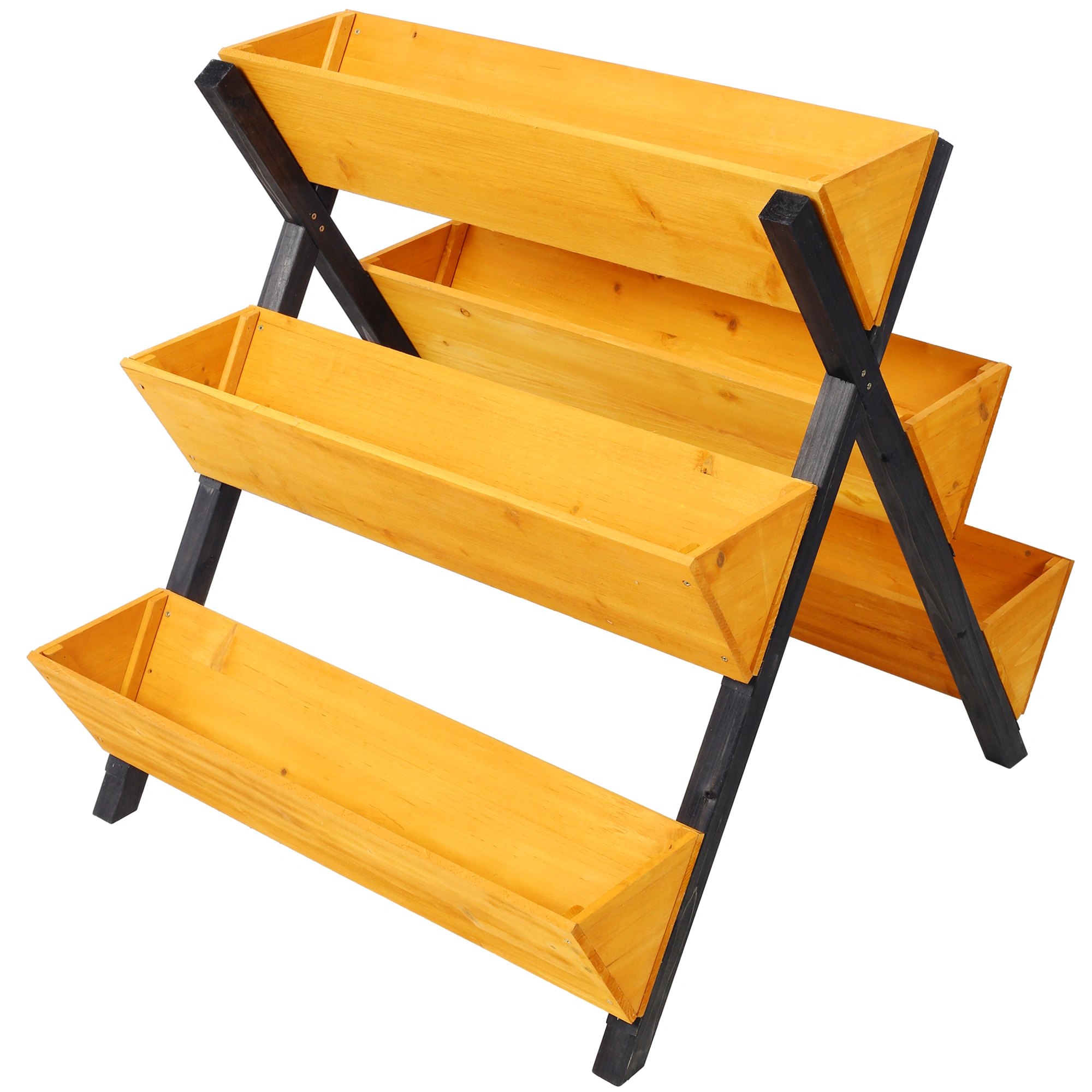 3 Tiers Wooden Vertical Raised Garden Bed with Legs,Brown Planter Raised Beds Kit for Flowers Herbs Vegetables view 7