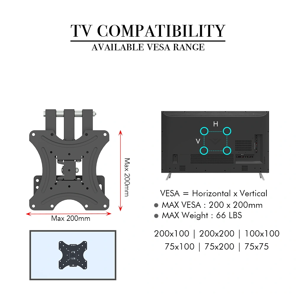 26-50" Adjustable Wall Mount Bracket Rotatable TV Stand TMX200 with Spirit Level view 13