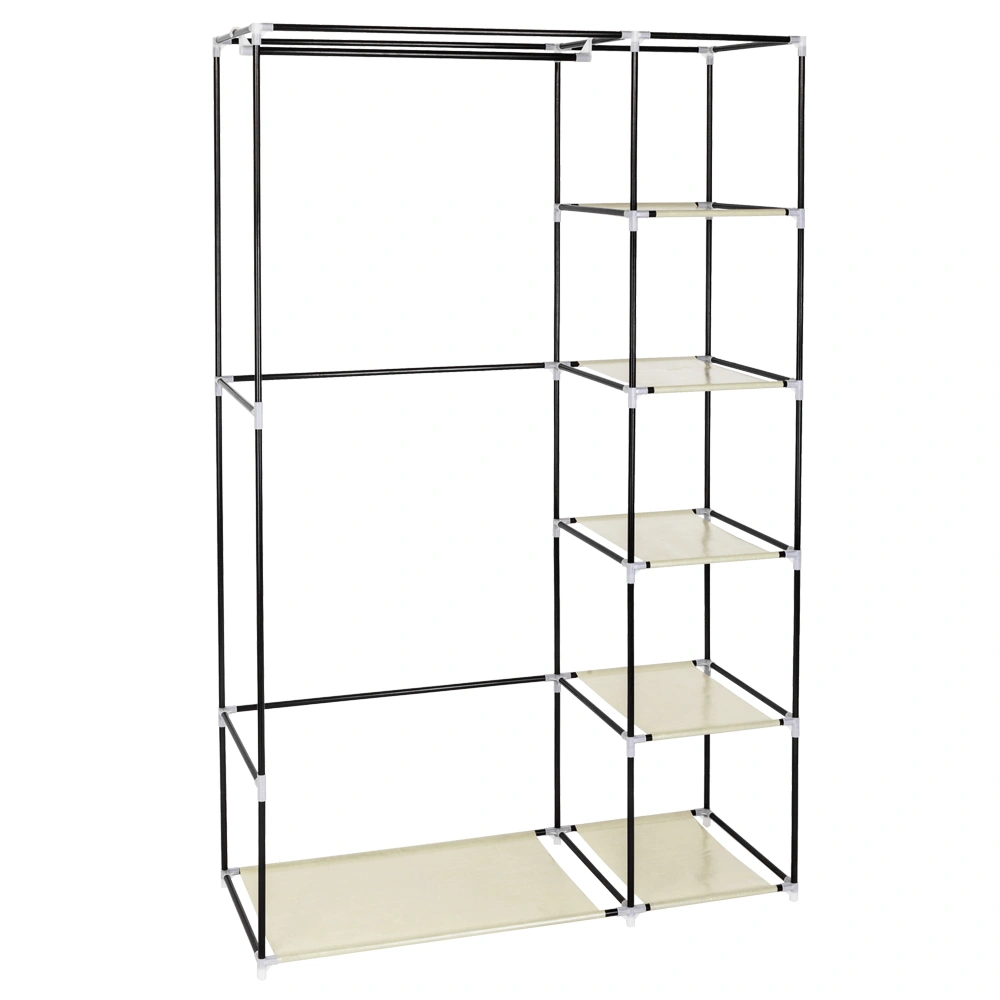 67" Portable Clothes Closet Wardrobe, Beige Non-Woven Fabric with Hanging Rod, Easy Assembly view 3