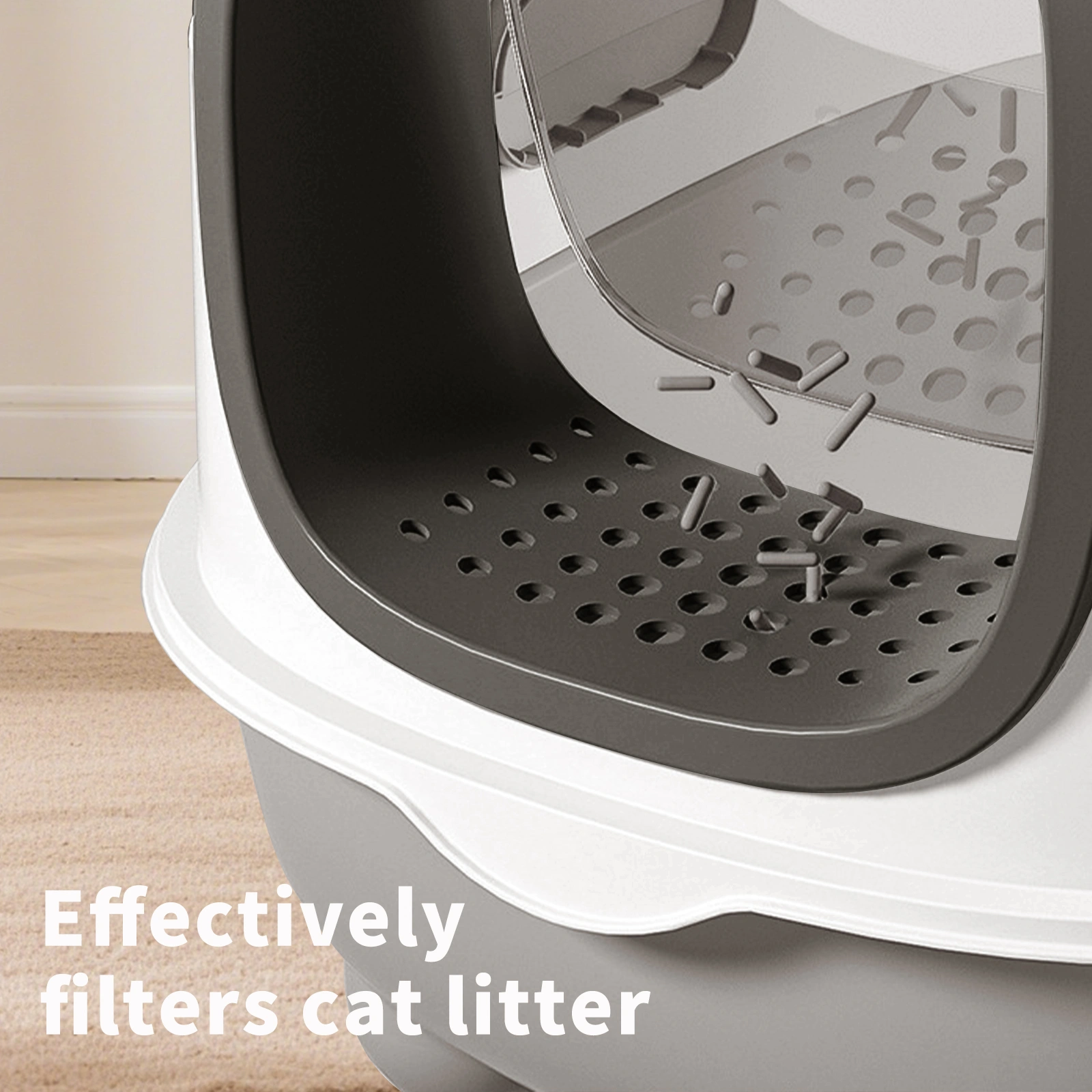 E Classic Grey Cat litter Box - Simple and Practical, Large Space, High Cost Effective Choice view 2
