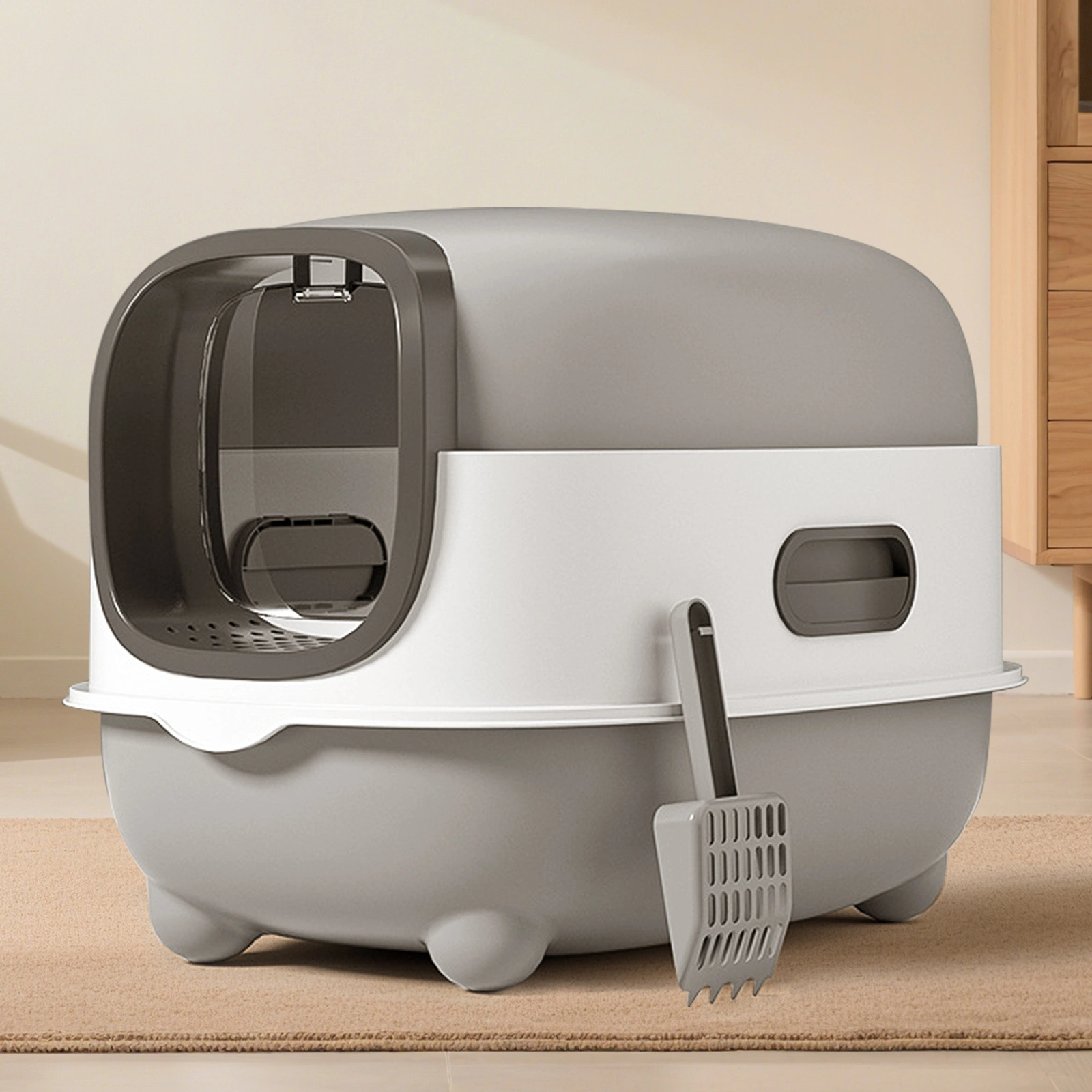 E Classic Grey Cat litter Box - Simple and Practical, Large Space, High Cost Effective Choice view 4