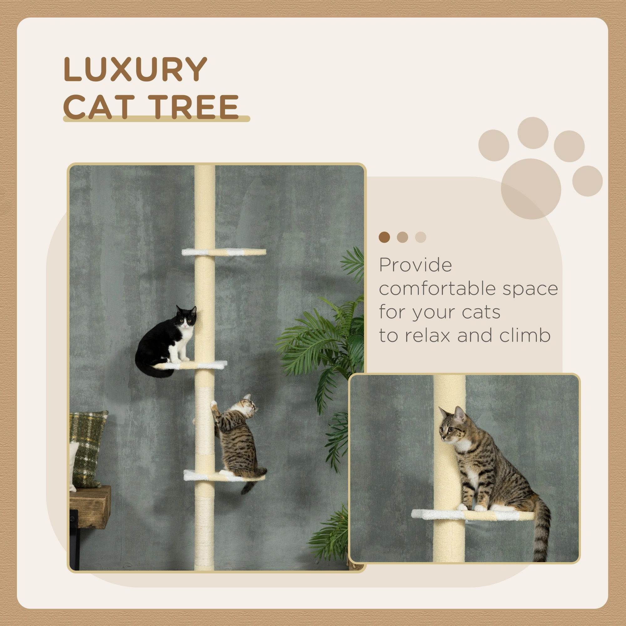 Cat Tree Condo Tower for Kittens, 52" Multi-Level Felt Activity Center with Scratching Posts, Cozy Beds, Grey & White view 3