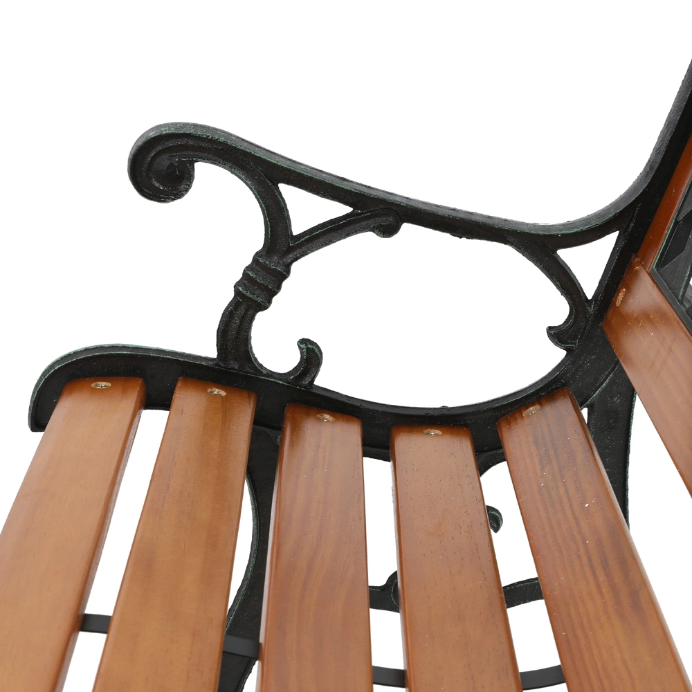 49" Garden Bench Patio Porch Chair Deck Hardwood Cast Iron Love Seat Weave Style Back view 7