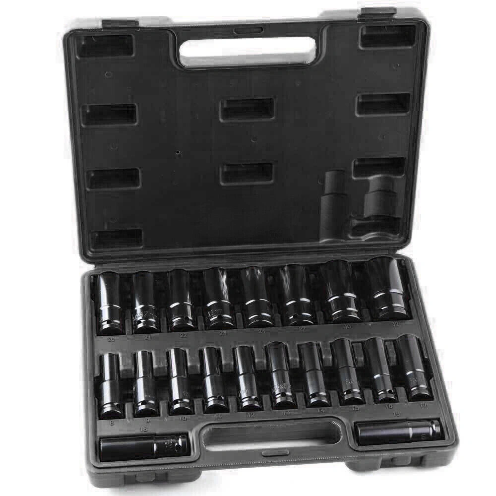 20 Piece Deep Impact Socket Set 1/2" Drive 6-Point Metric 8-32mm Heavy Duty Chrome Vanadium Tools UK view 5