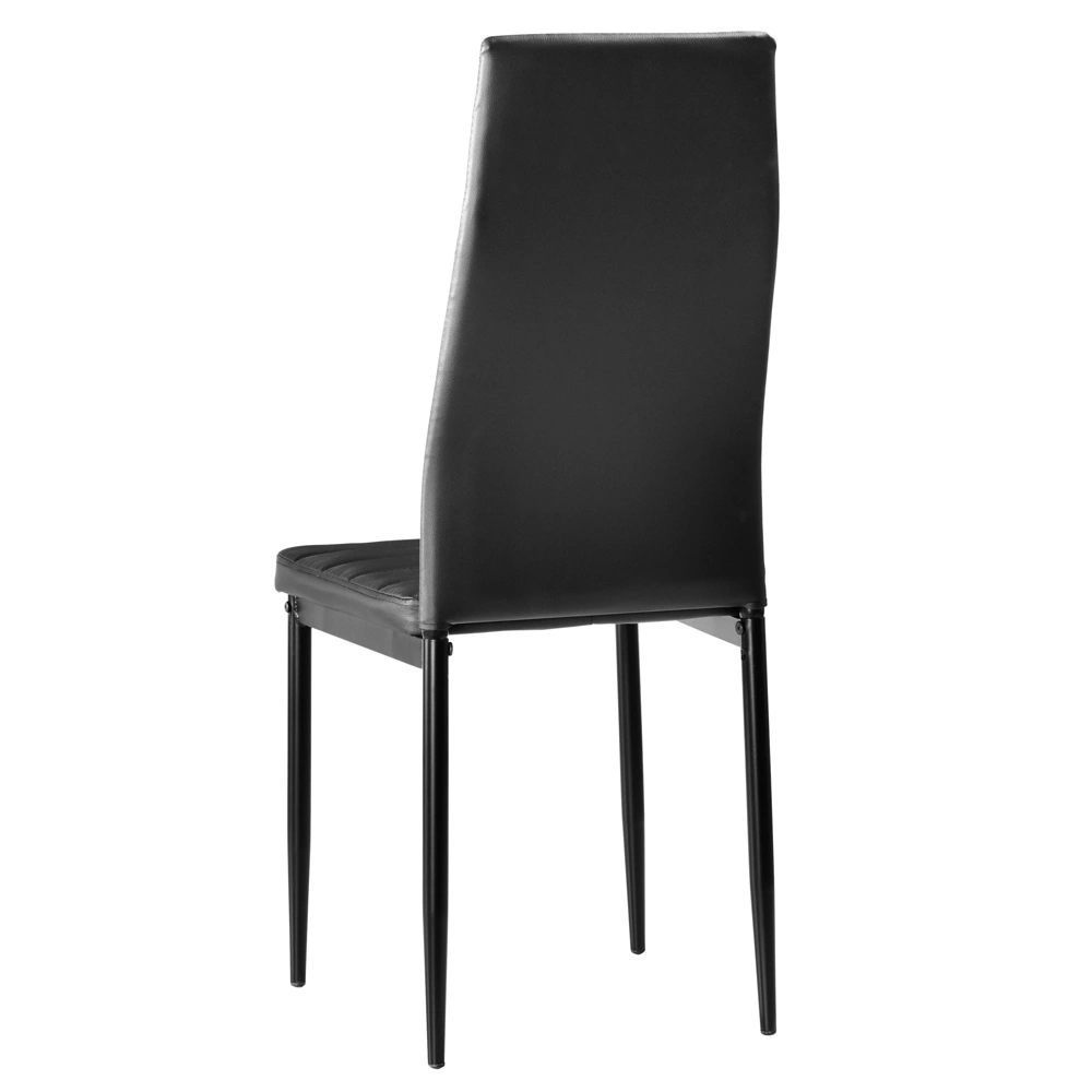 4pcs Black Dining Chairs High Backrest Stripping Texture Assembled Upholstered Modern Chair view 2