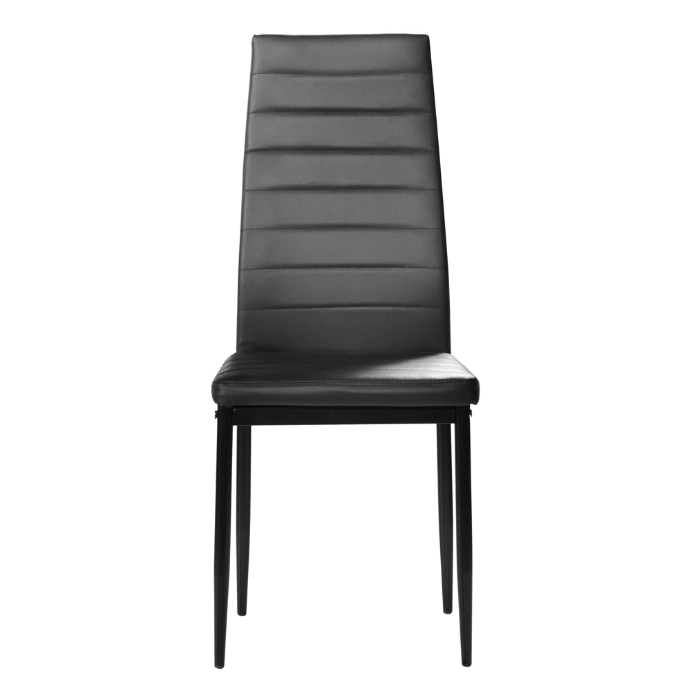 4pcs Black Dining Chairs High Backrest Stripping Texture Assembled Upholstered Modern Chair view 4