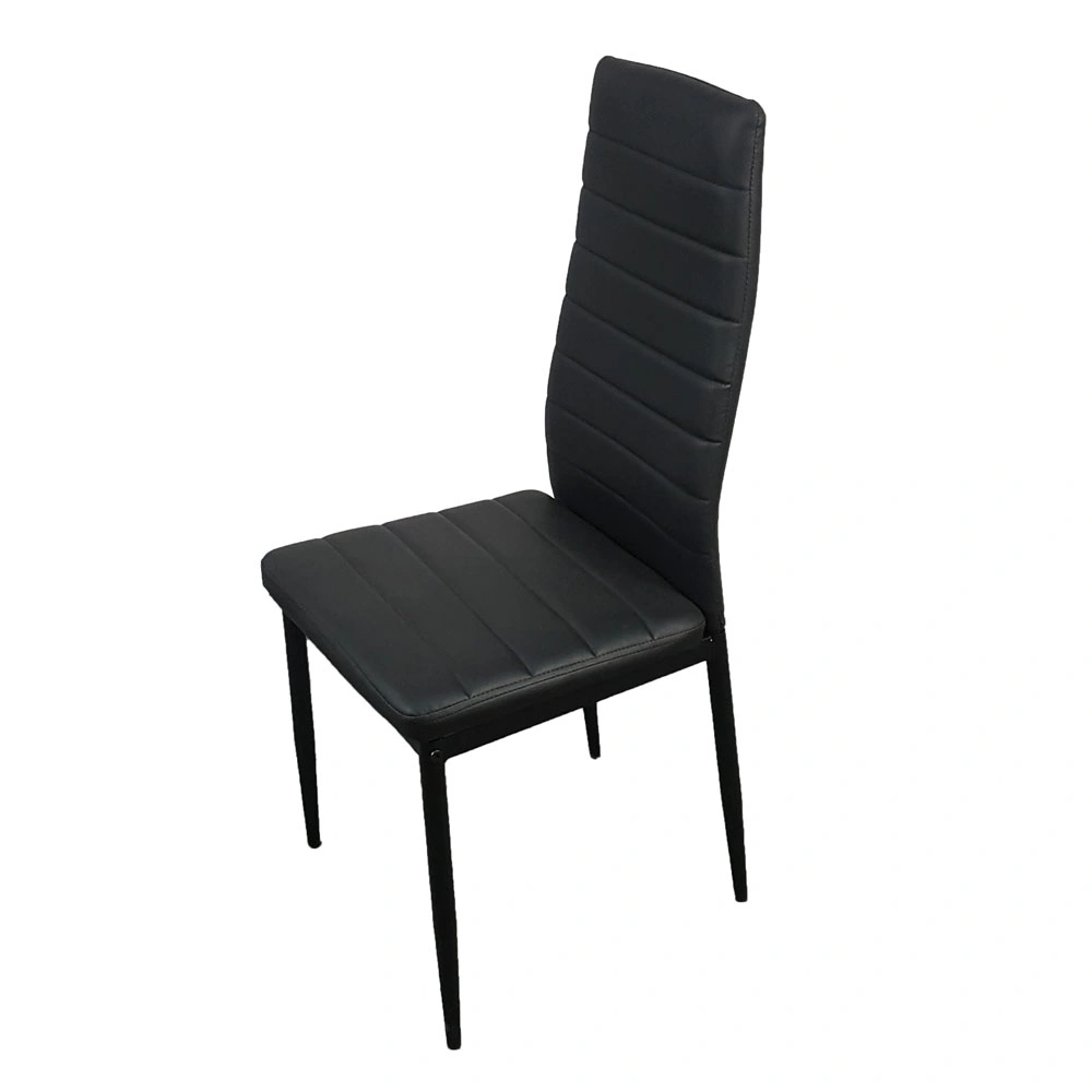 4pcs Black Dining Chairs High Backrest Stripping Texture Assembled Upholstered Modern Chair view 5
