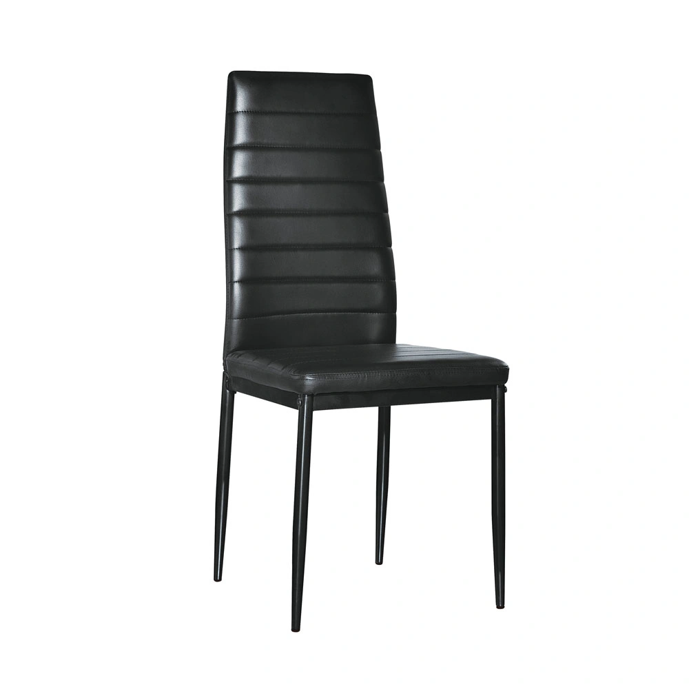 4pcs Black Dining Chairs High Backrest Stripping Texture Assembled Upholstered Modern Chair view 7