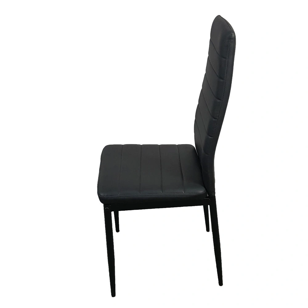 4pcs Black Dining Chairs High Backrest Stripping Texture Assembled Upholstered Modern Chair view 8