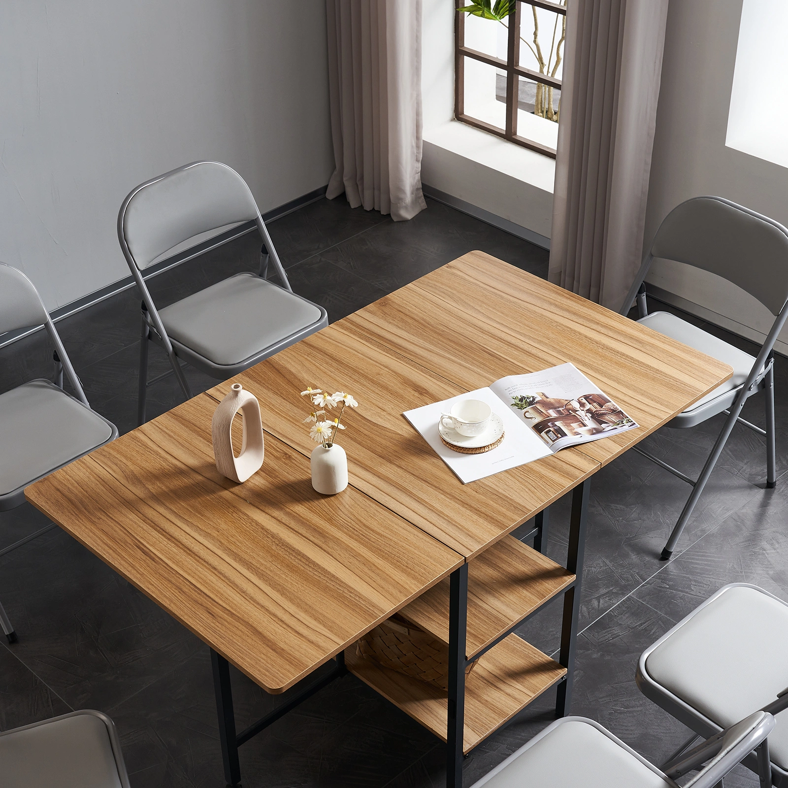 6pcs Elegant Foldable Iron & PVC Chairs for Convention & Exhibition Gray view 19