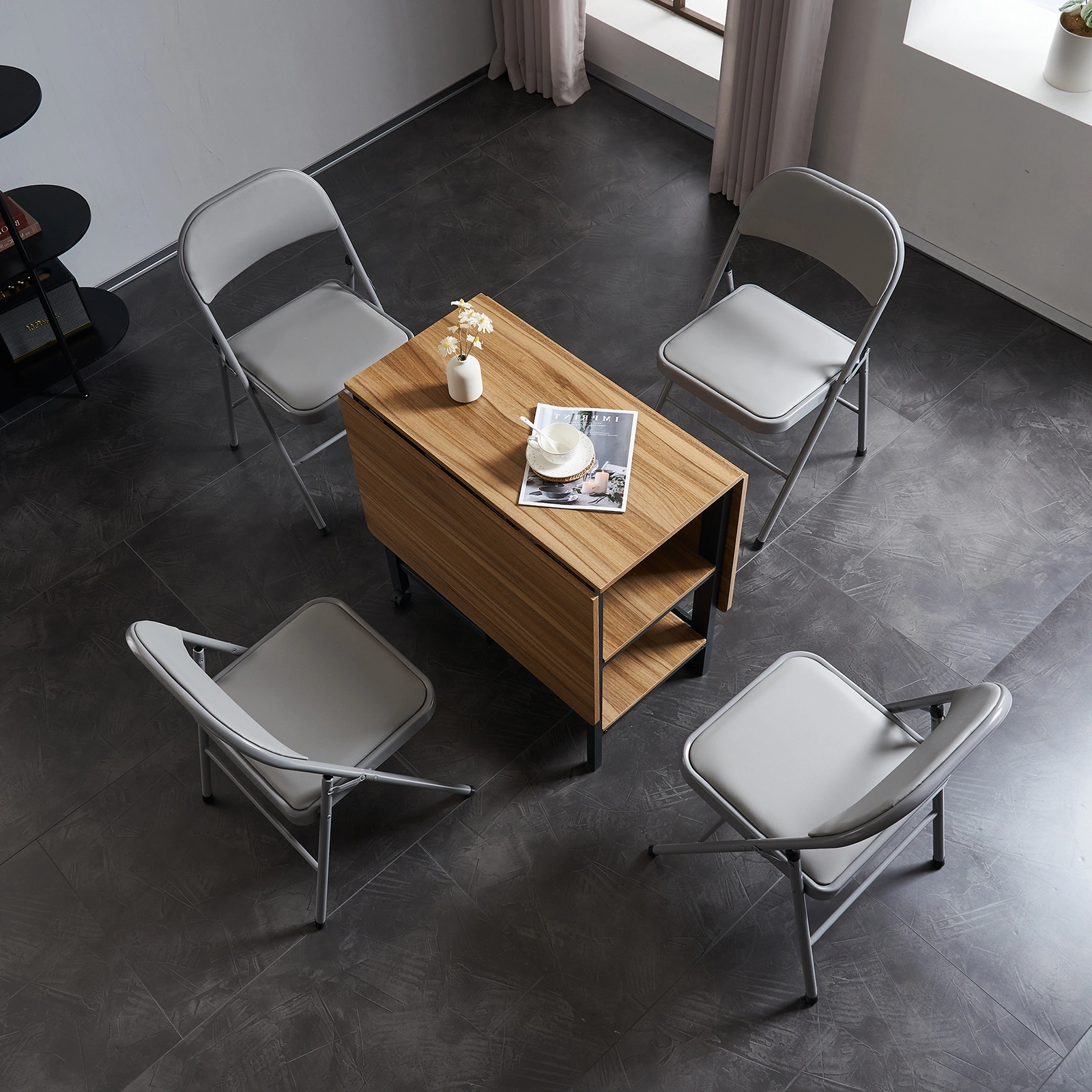 6pcs Elegant Foldable Iron & PVC Chairs for Convention & Exhibition Gray view 20