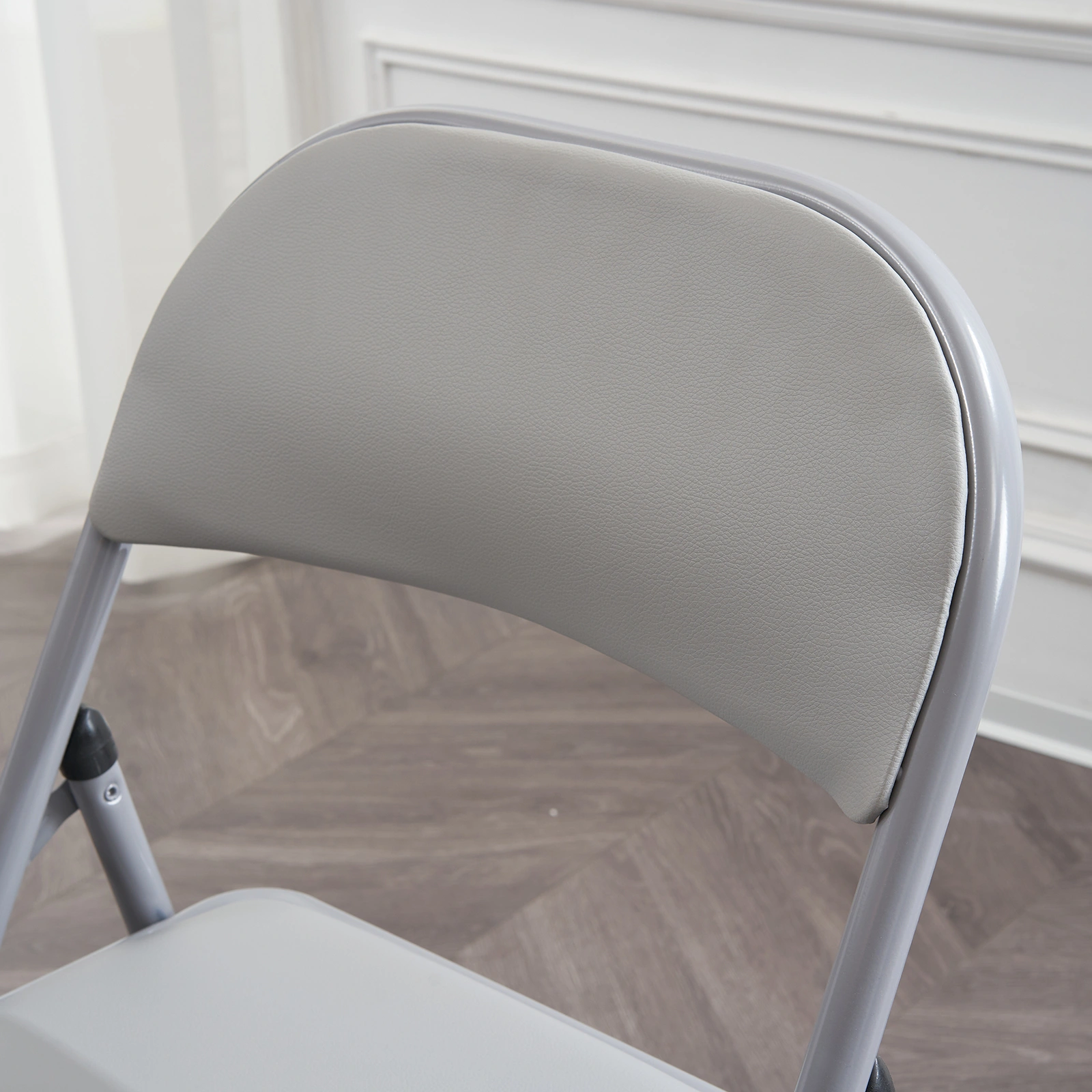 6pcs Elegant Foldable Iron & PVC Chairs for Convention & Exhibition Gray view 28