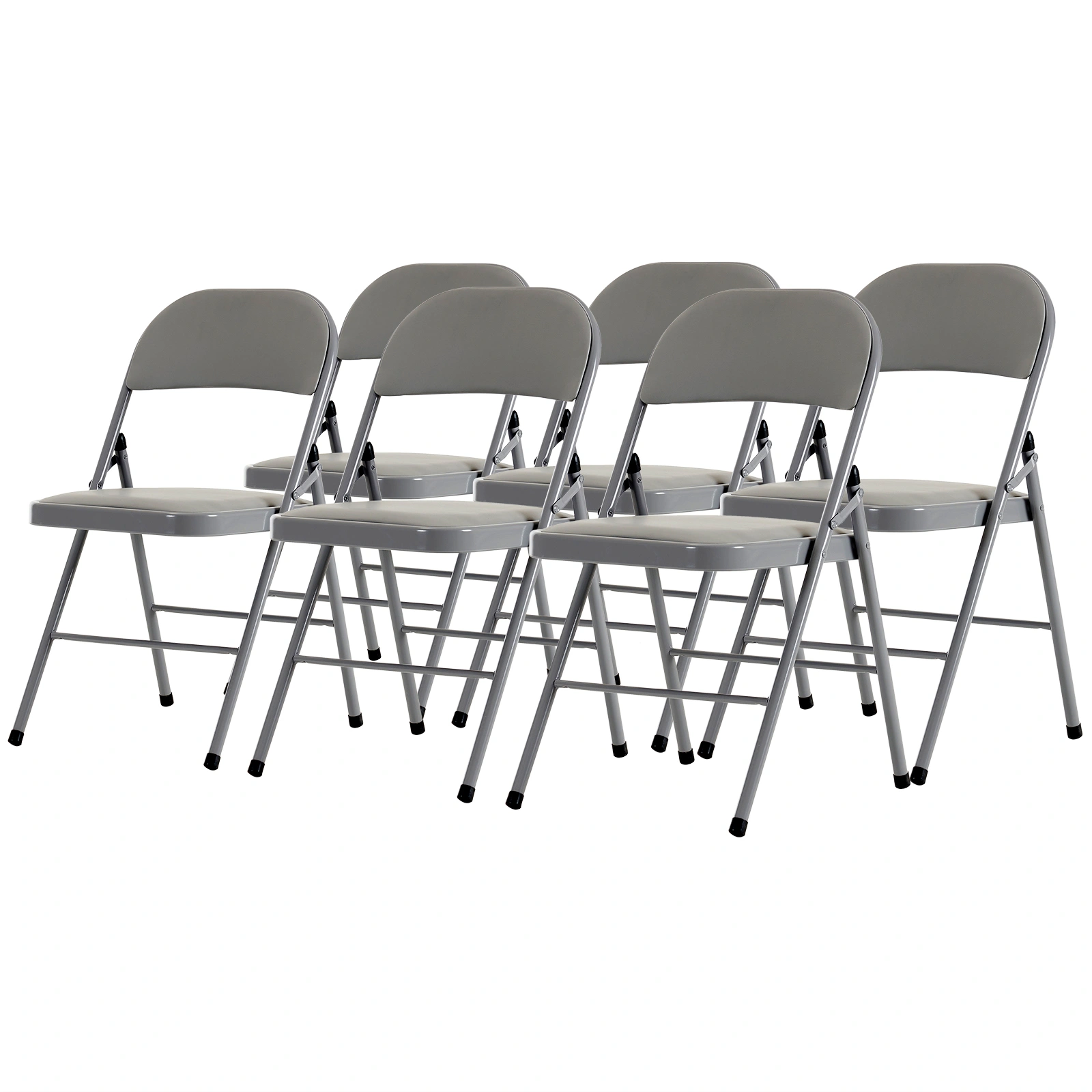 6pcs Elegant Foldable Iron & PVC Chairs for Convention & Exhibition Gray view 3