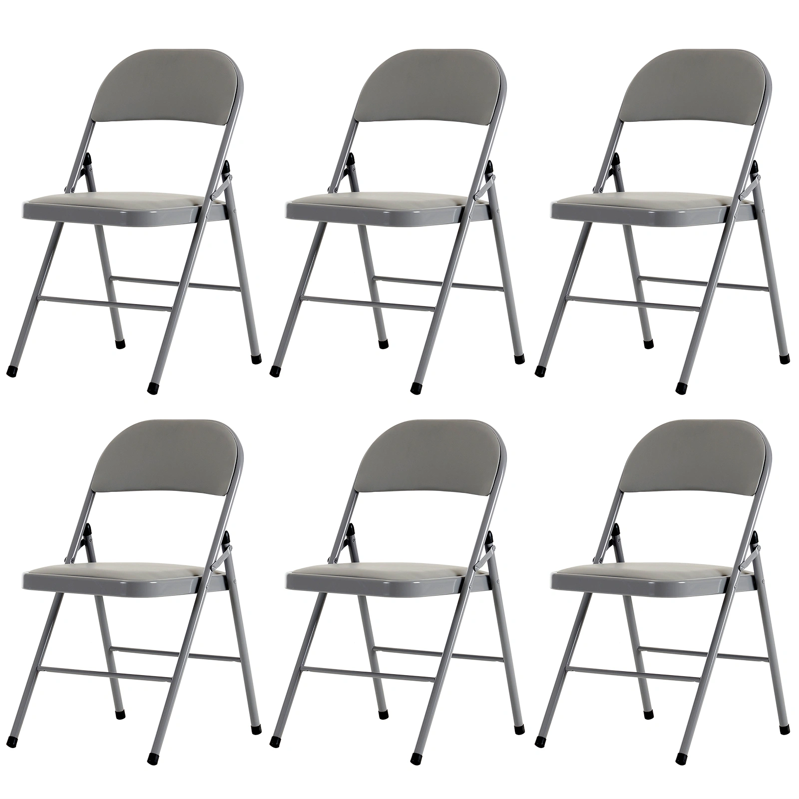 6pcs Elegant Foldable Iron & PVC Chairs for Convention & Exhibition Gray view 4