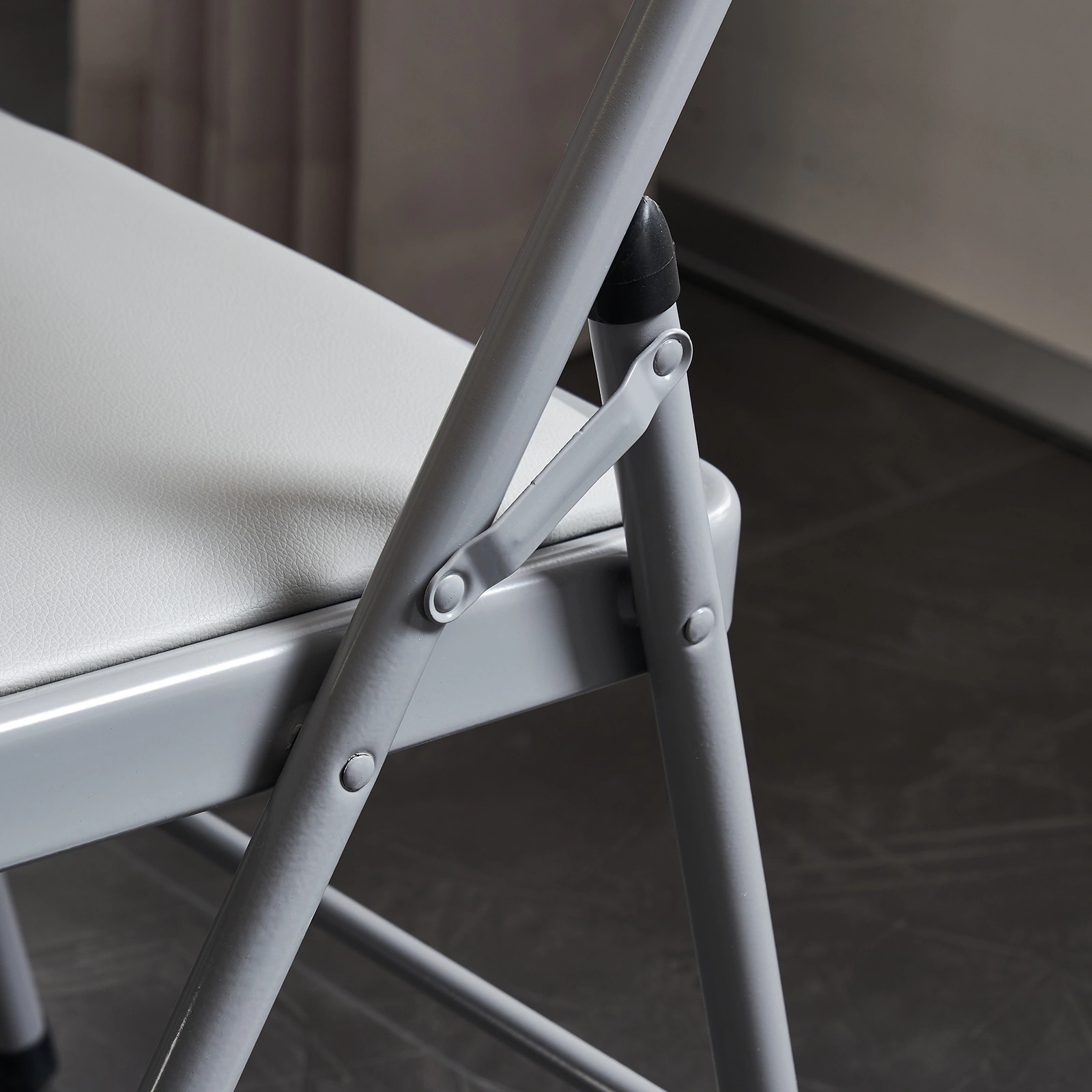 6pcs Elegant Foldable Iron & PVC Chairs for Convention & Exhibition Gray view 53
