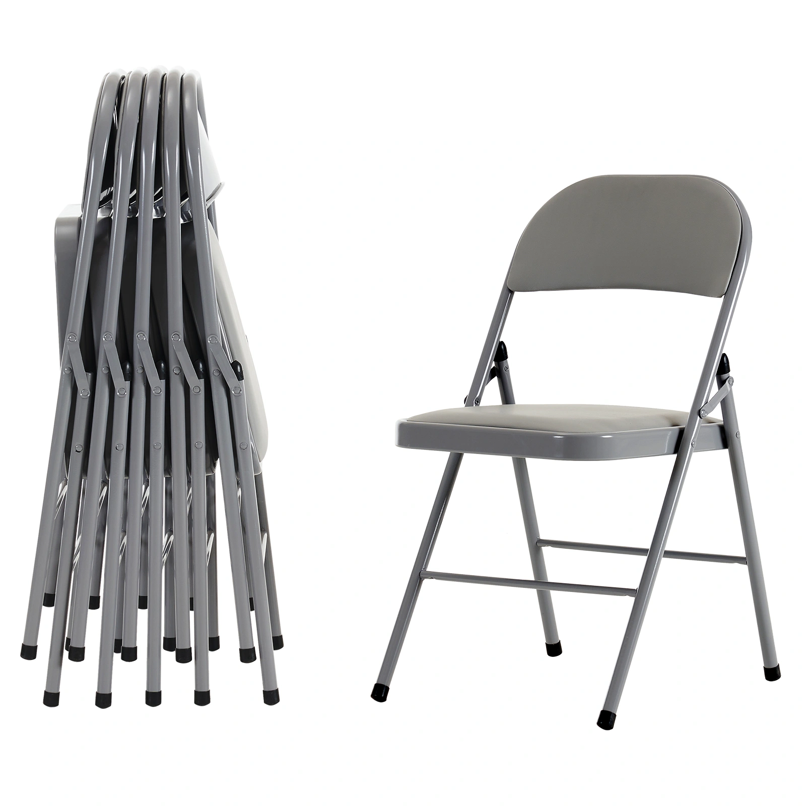 6pcs Elegant Foldable Iron & PVC Chairs for Convention & Exhibition Gray view 7