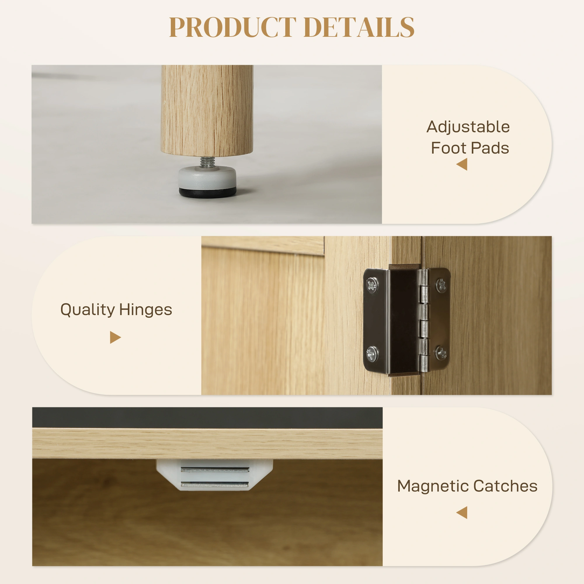 Heavy-Duty Kitchen Storage Cabinet - Tall Freestanding Cupboard with Adjustable Shelves - Modern Design for Home or Office Use view 3
