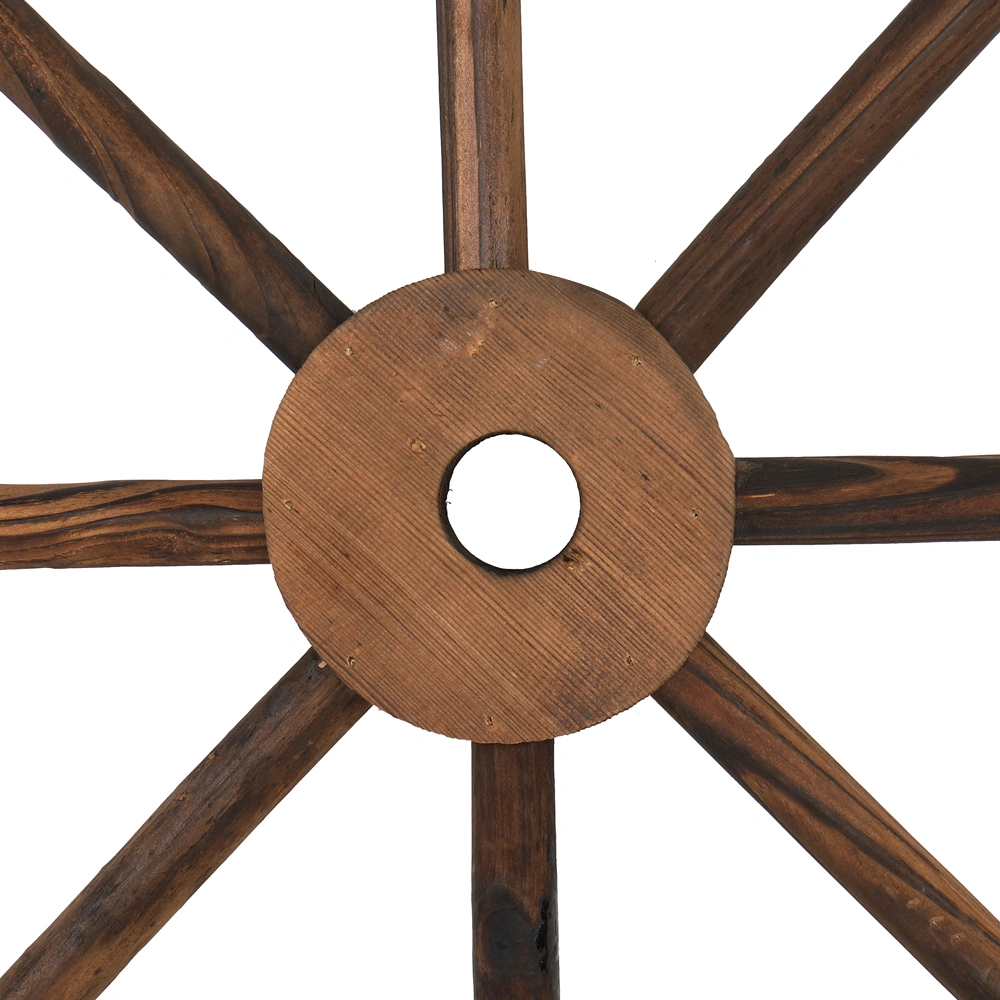2pcs 24-Inch Old Western Style Garden Art Wall Decor Wooden Wagon Wheel Brown view 6