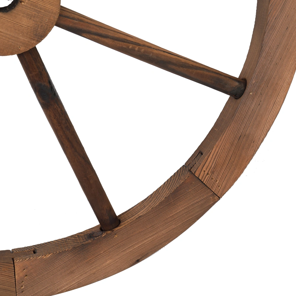 2pcs 24-Inch Old Western Style Garden Art Wall Decor Wooden Wagon Wheel Brown view 8