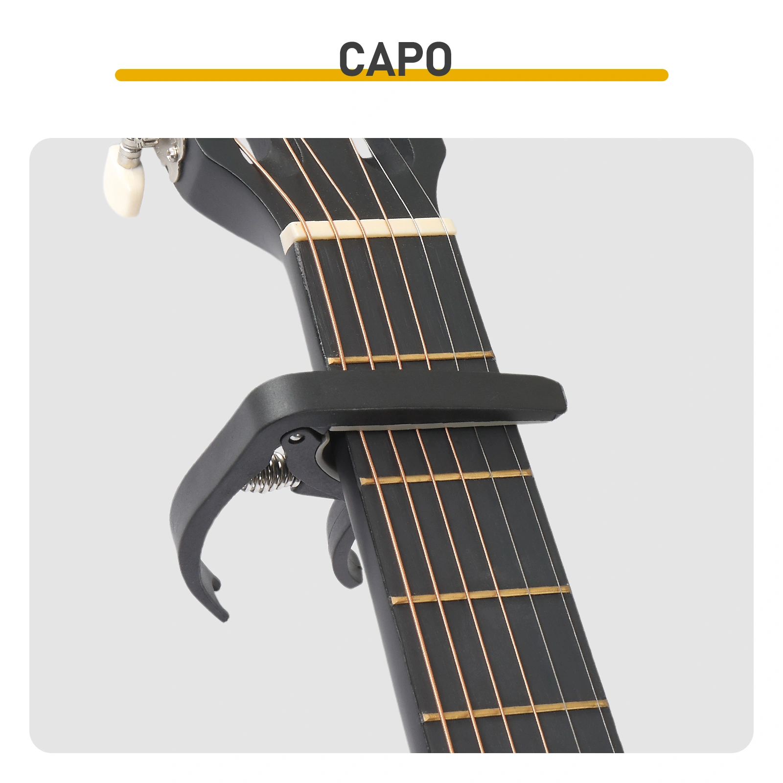 Matte Black 38-inch Round Acoustic Guitar with Picks, Strings, Capo, Case, Tuner, and Strap view 7