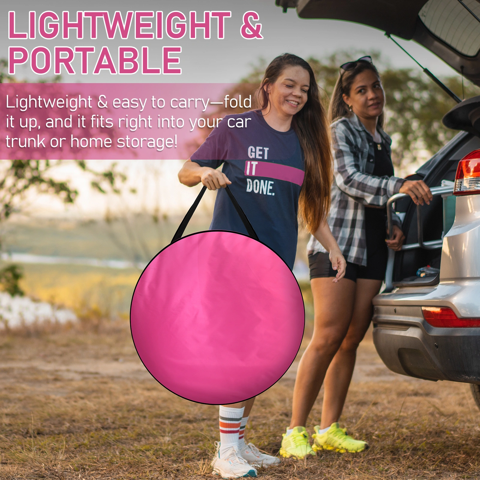 Portable Outdoor Pop-up Toilet Dressing Fitting Room Privacy Shelter Tent Pink view 13