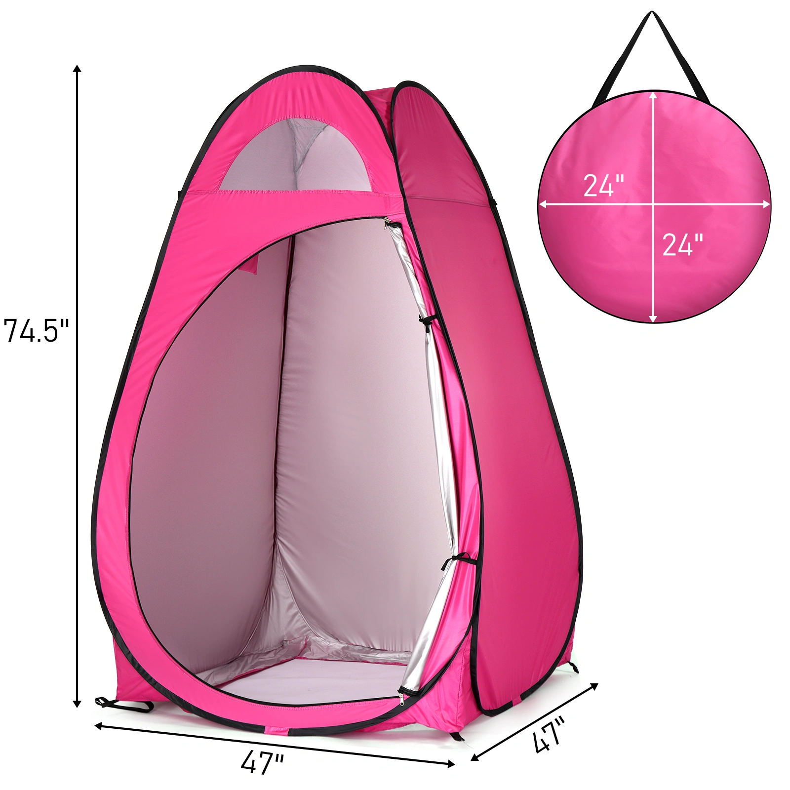Portable Outdoor Pop-up Toilet Dressing Fitting Room Privacy Shelter Tent Pink view 3
