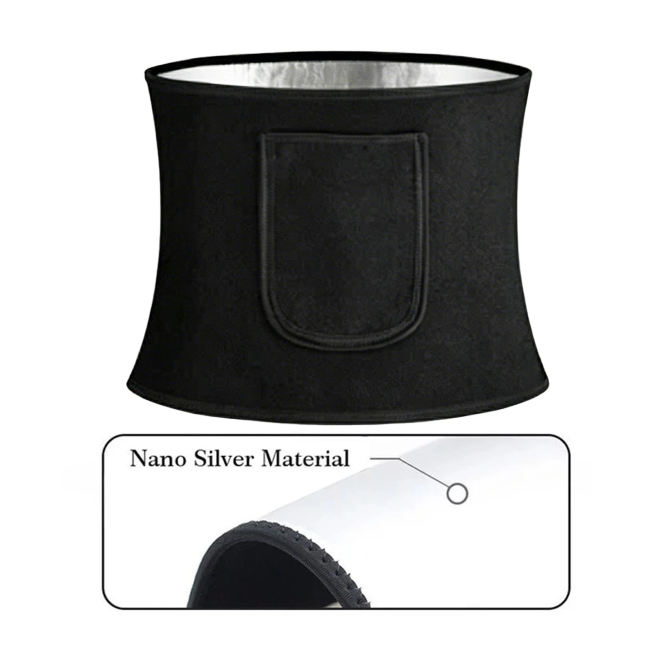 Waist Trimmer Belt Body Shaper Weight Loss Girdle Waist Trainer with Phone Pocket, Black Silver, Adjustable Fitness Corset for Women