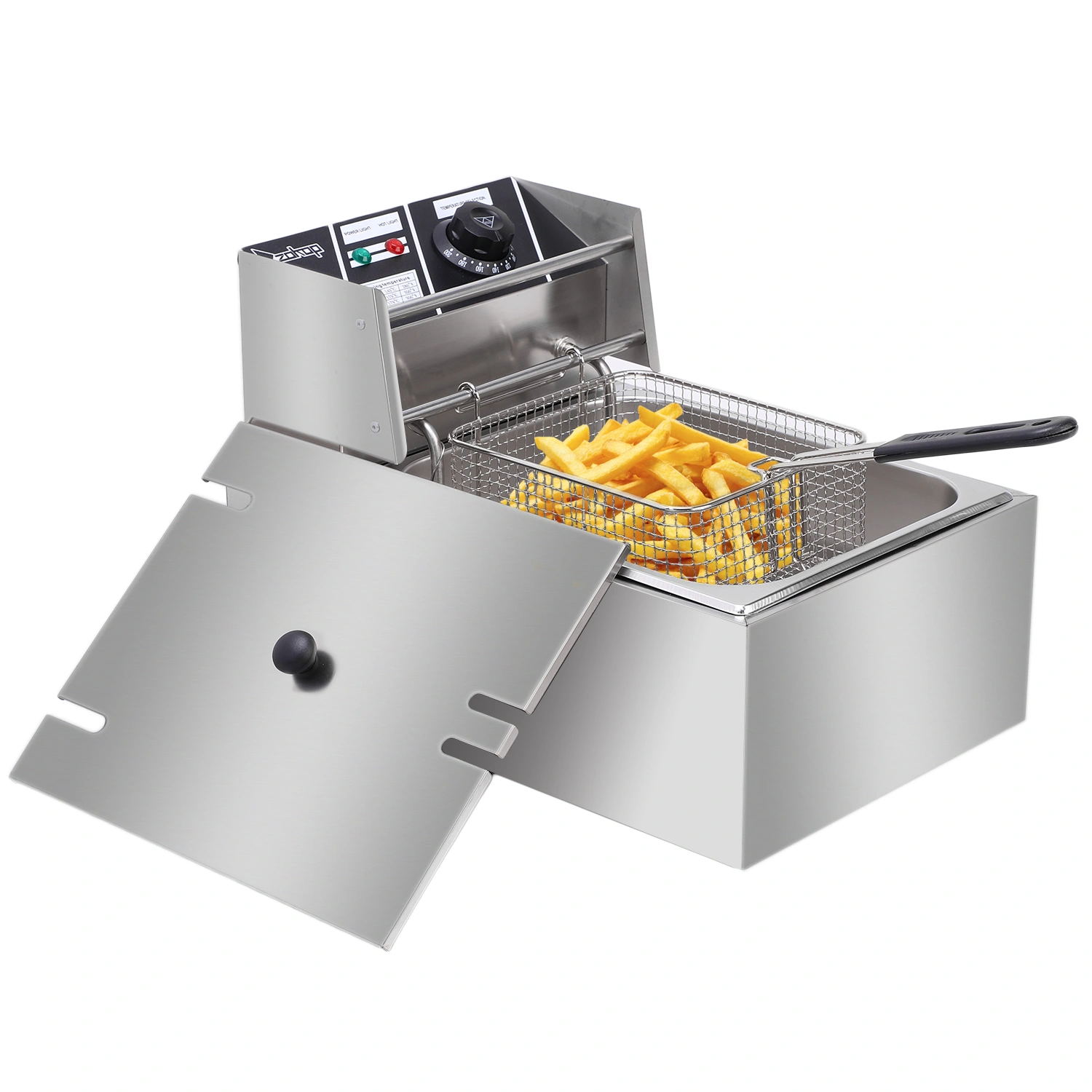 EH81 Electric Deep Fryer 2500W 6.3QT/6L Stainless Steel Single Cylinder 220-240V UK Plug Commercial Kitchen Appliance view 3