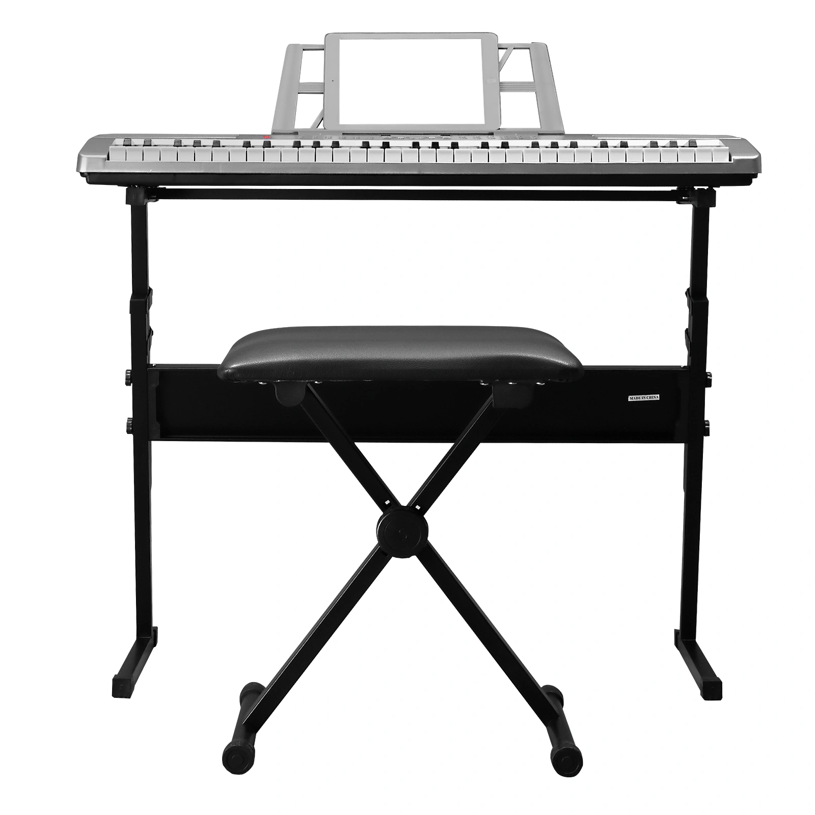 GEP-110 61 Key Lighting Keyboard with Piano Stand, Piano Bench, Built In Speakers, Headphone, Microphone, Music Rest, LED Screen, 3 Teaching Modes for Beginners view 5