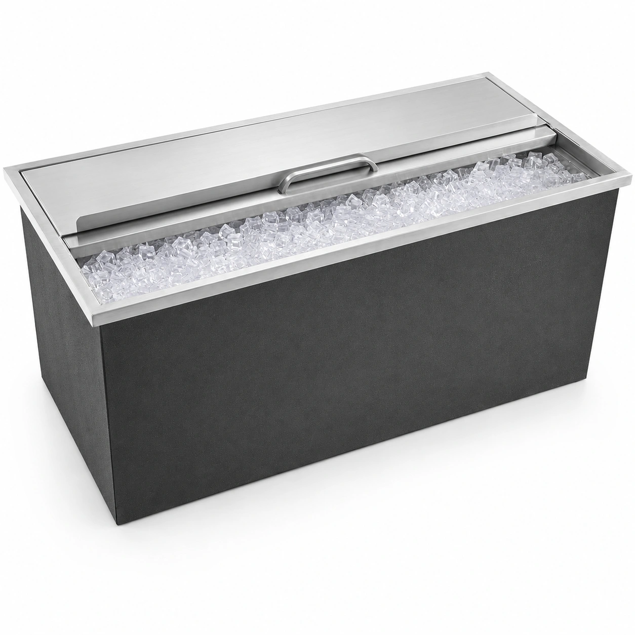 Drop-In Ice Chest, Stainless Steel Ice Storage Box with Sliding Lid and Drain Hose, Ice Bin for Chilled Wine, Beer, Beverage (36 x 18 x 14 Inches) view 2
