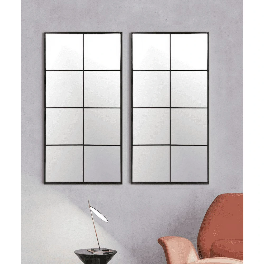 2-Pack 16x32 Black Framed Wall Mirrors, Large Rectangular Mirrors for Living Room Decor