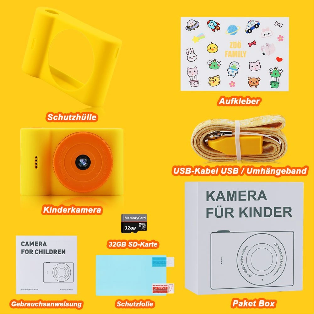 48MP Kids Camera WiFi 1080P 3 Inch Touchscreen Digital Camera 32GB TF Card Dual Camera Orange Lion view 2