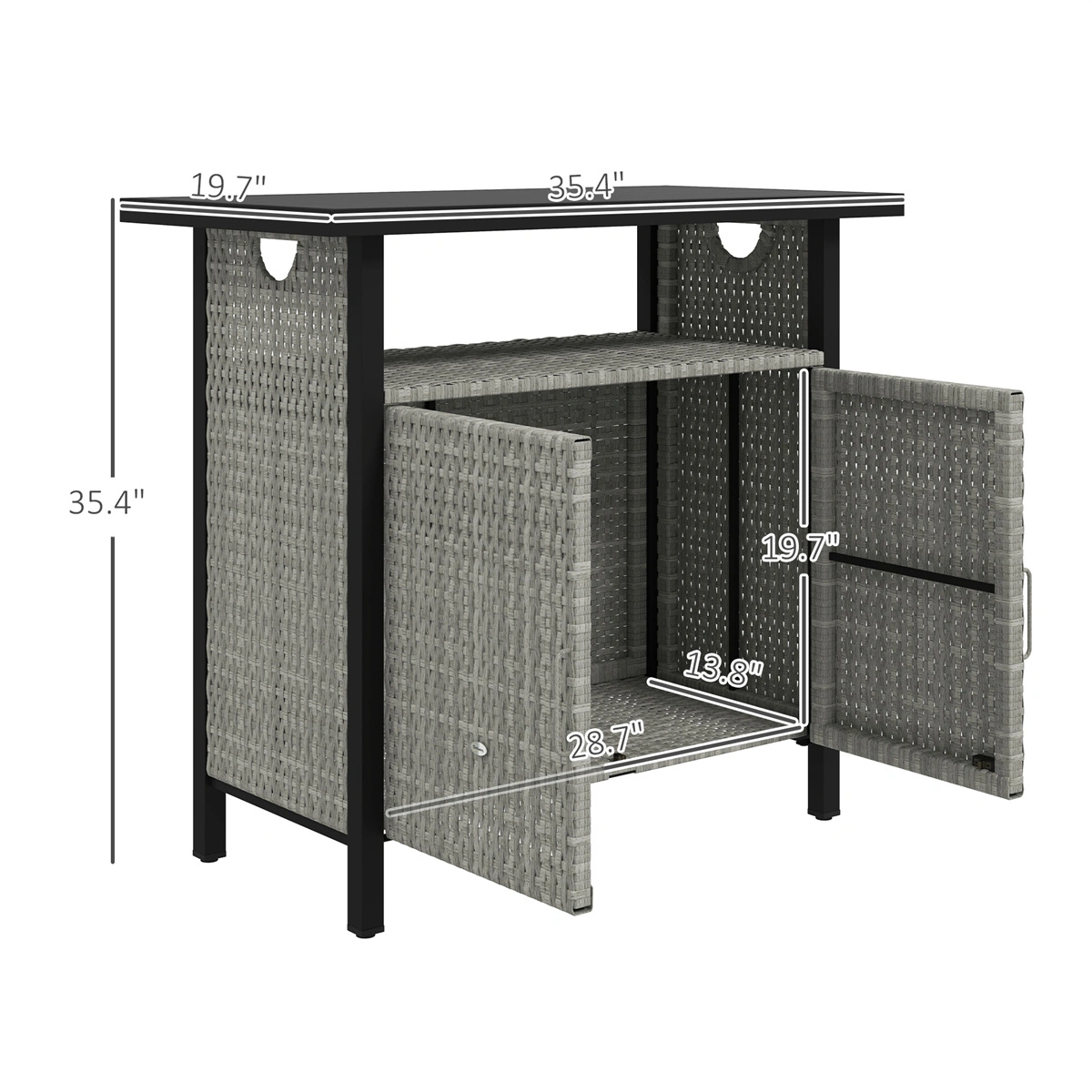Rattan Storage Cabinet with Doors - Decorative Wood Lockers for Home Organization view 3