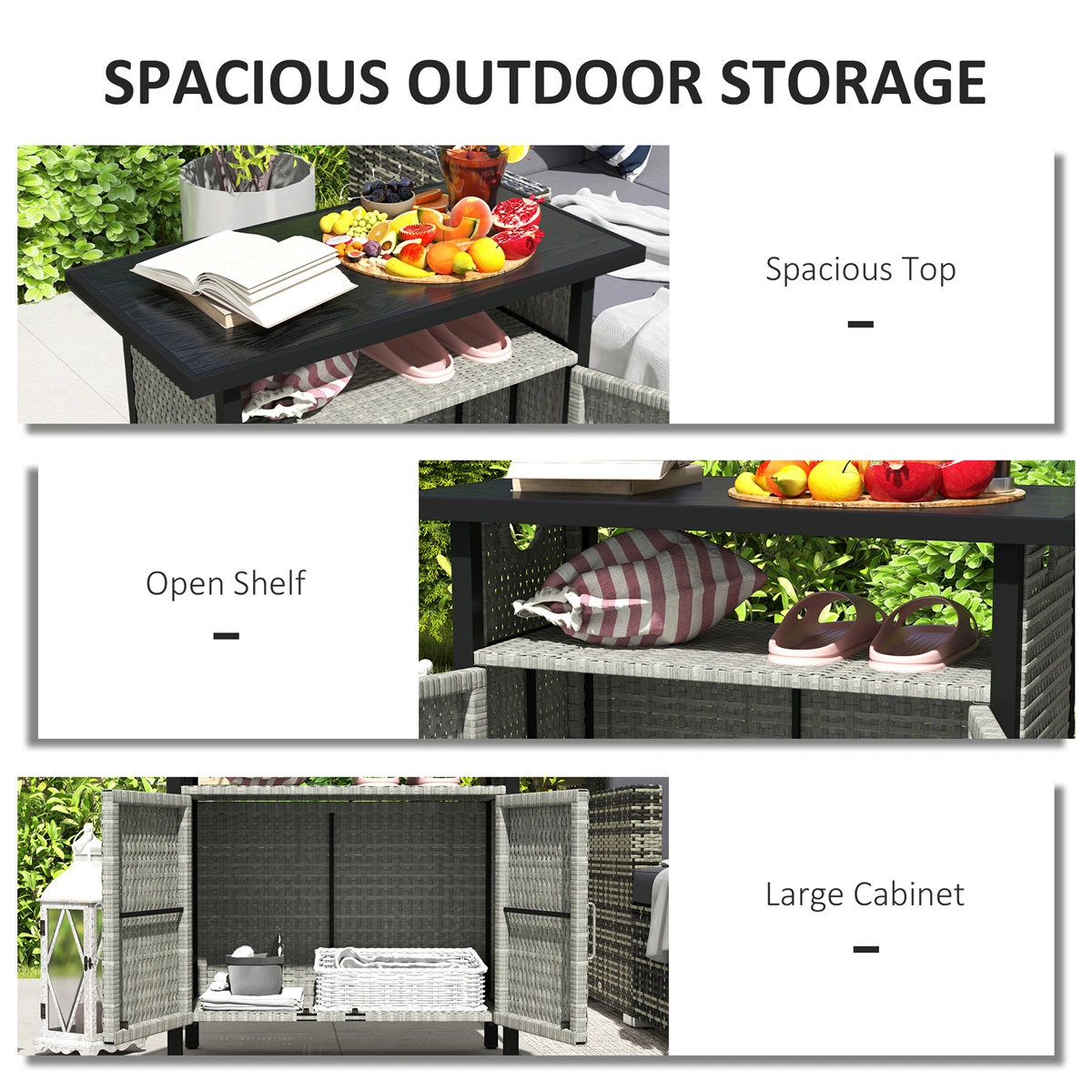 Rattan Storage Cabinet with Doors - Decorative Wood Lockers for Home Organization view 4
