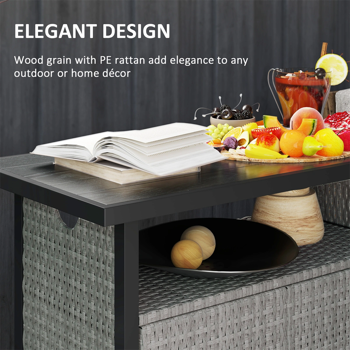 Rattan Storage Cabinet with Doors - Decorative Wood Lockers for Home Organization view 6