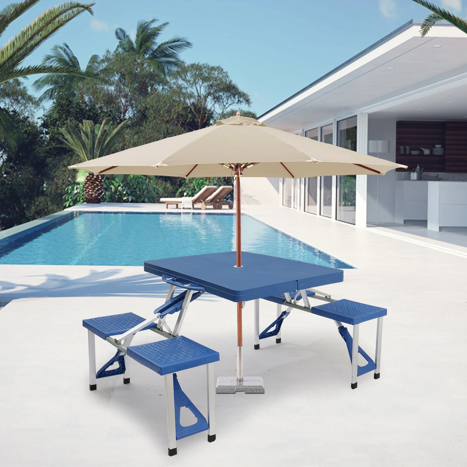 Siamese Folding Tables and Chairs-Plastic PS Thickening view 20