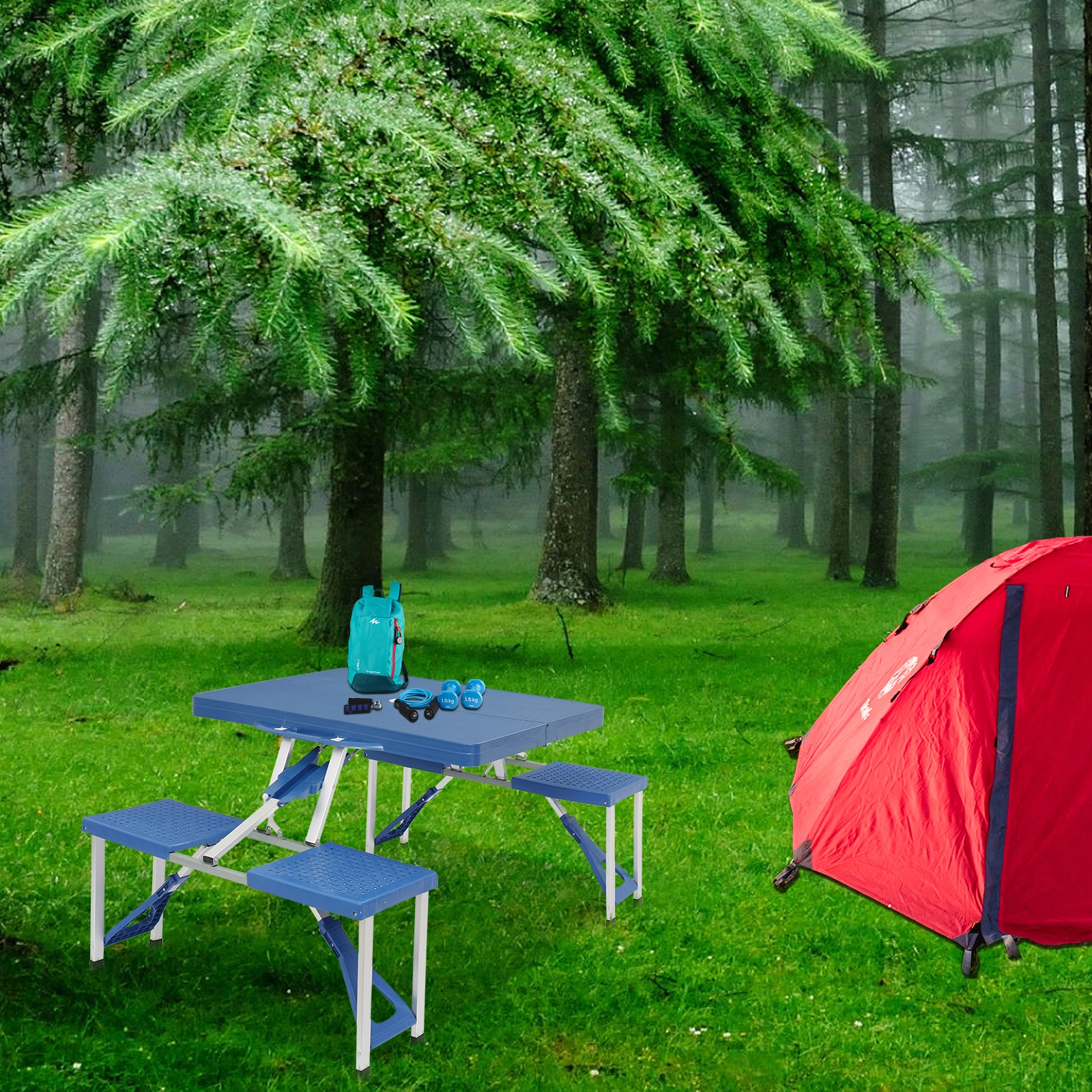 Siamese Folding Tables and Chairs-Plastic PS Thickening view 32
