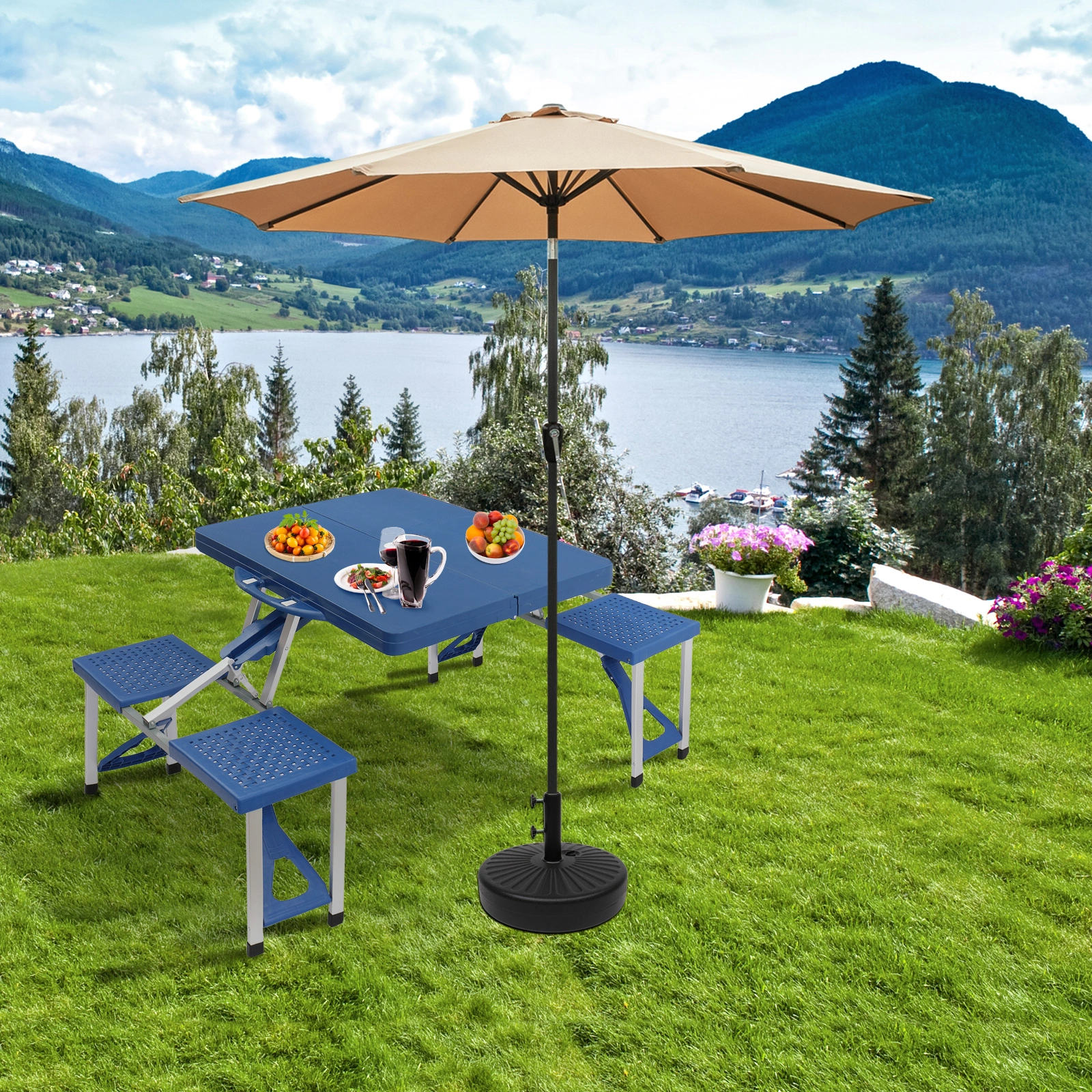 Siamese Folding Tables and Chairs-Plastic PS Thickening view 33