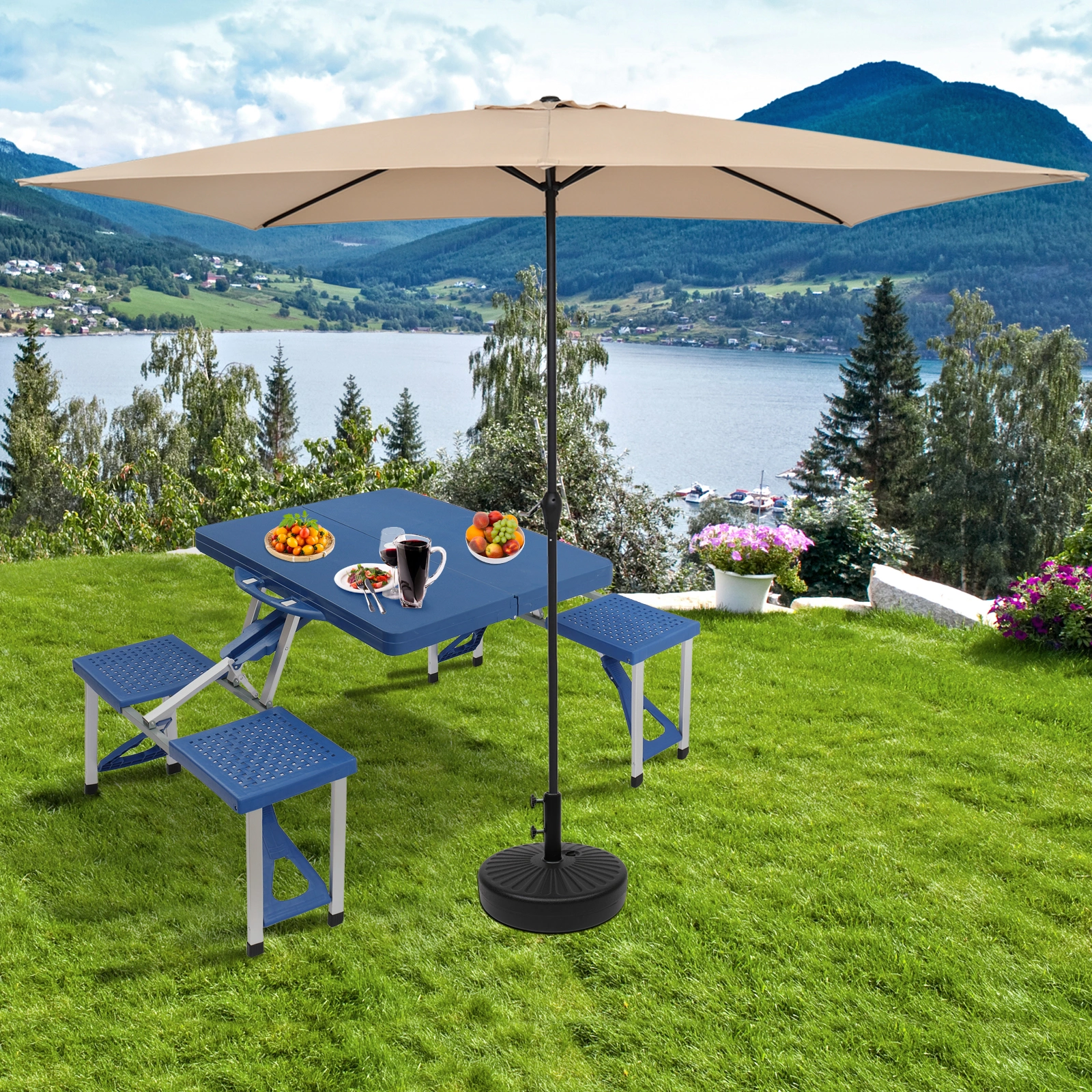 Siamese Folding Tables and Chairs-Plastic PS Thickening view 34