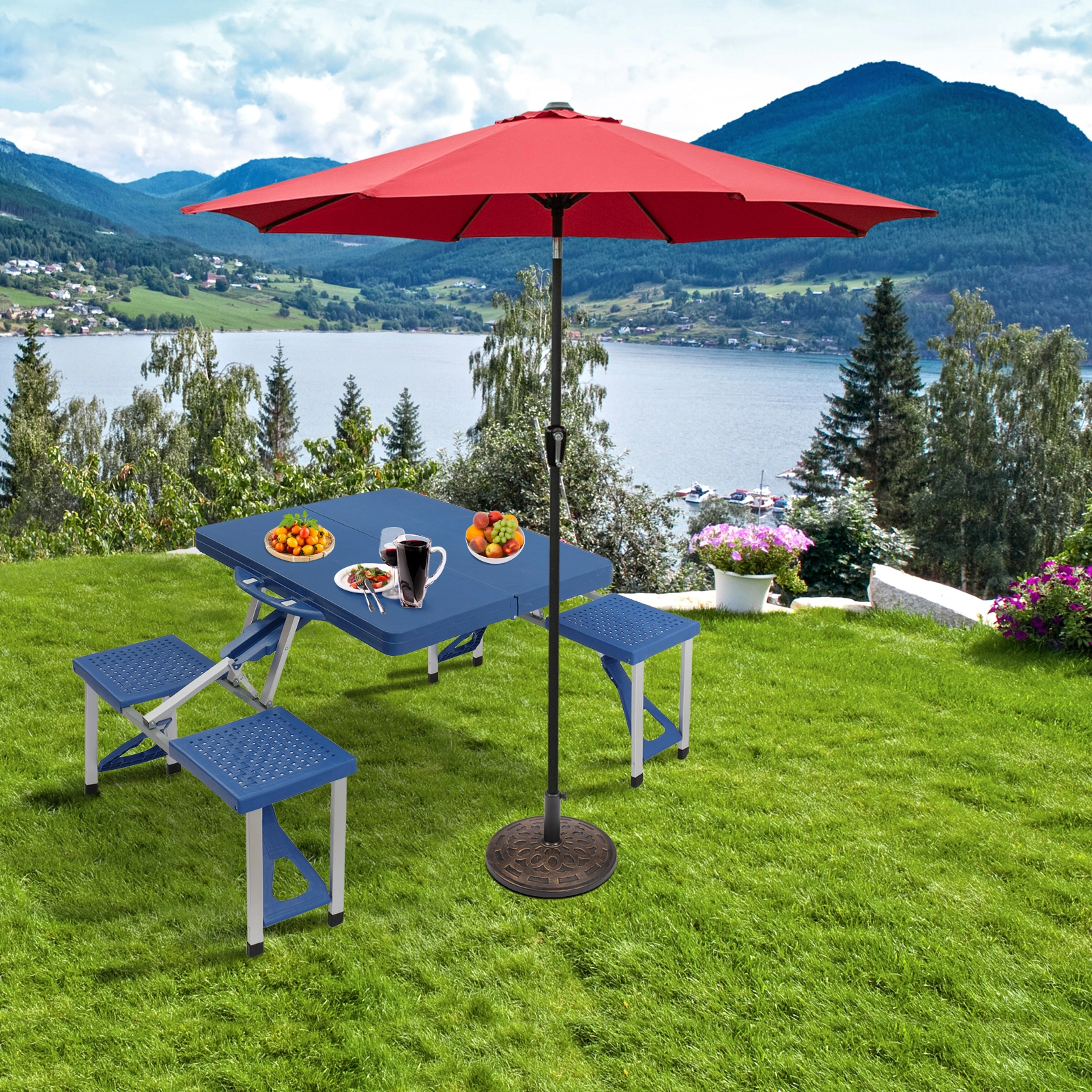 Siamese Folding Tables and Chairs-Plastic PS Thickening view 36