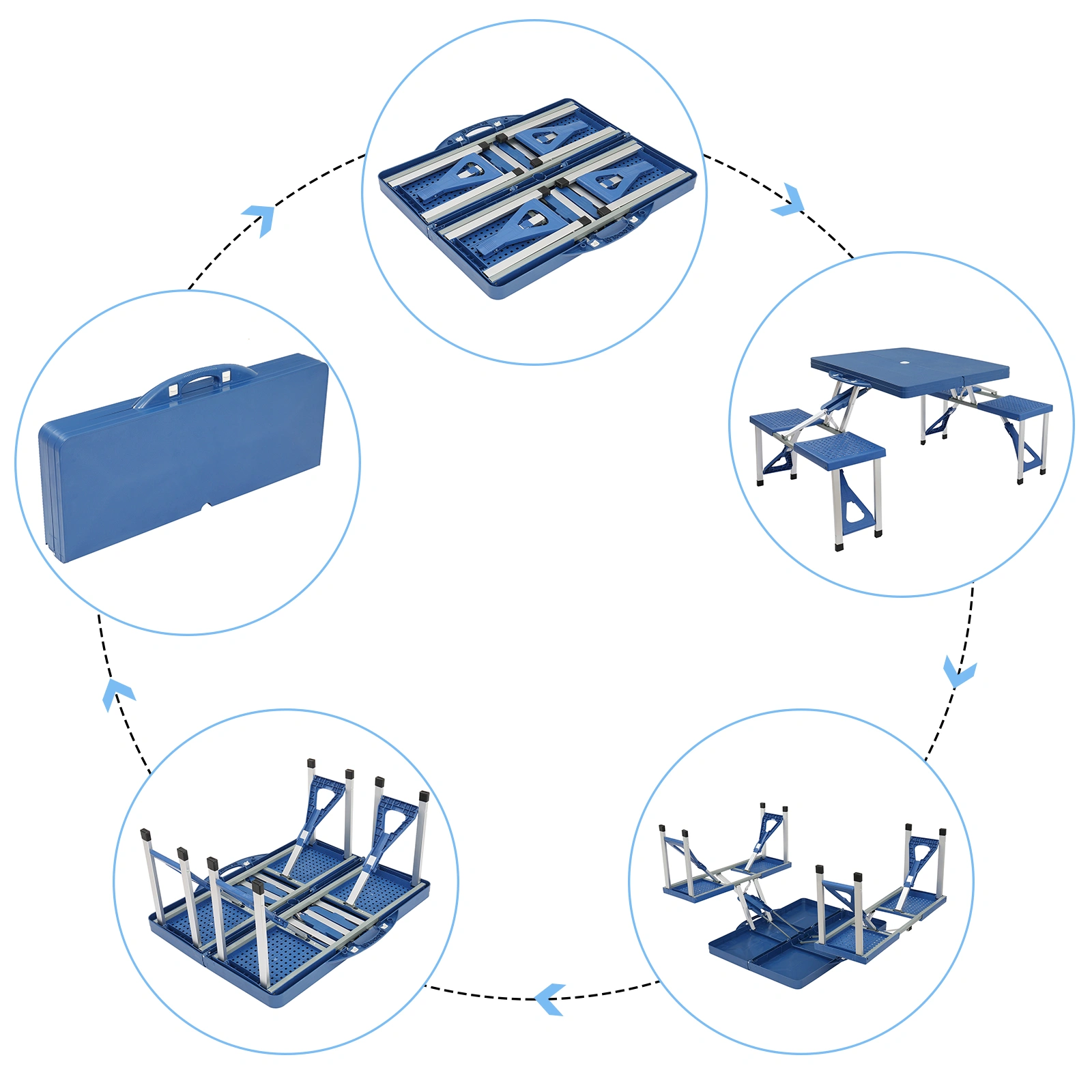 Siamese Folding Tables and Chairs-Plastic PS Thickening view 7