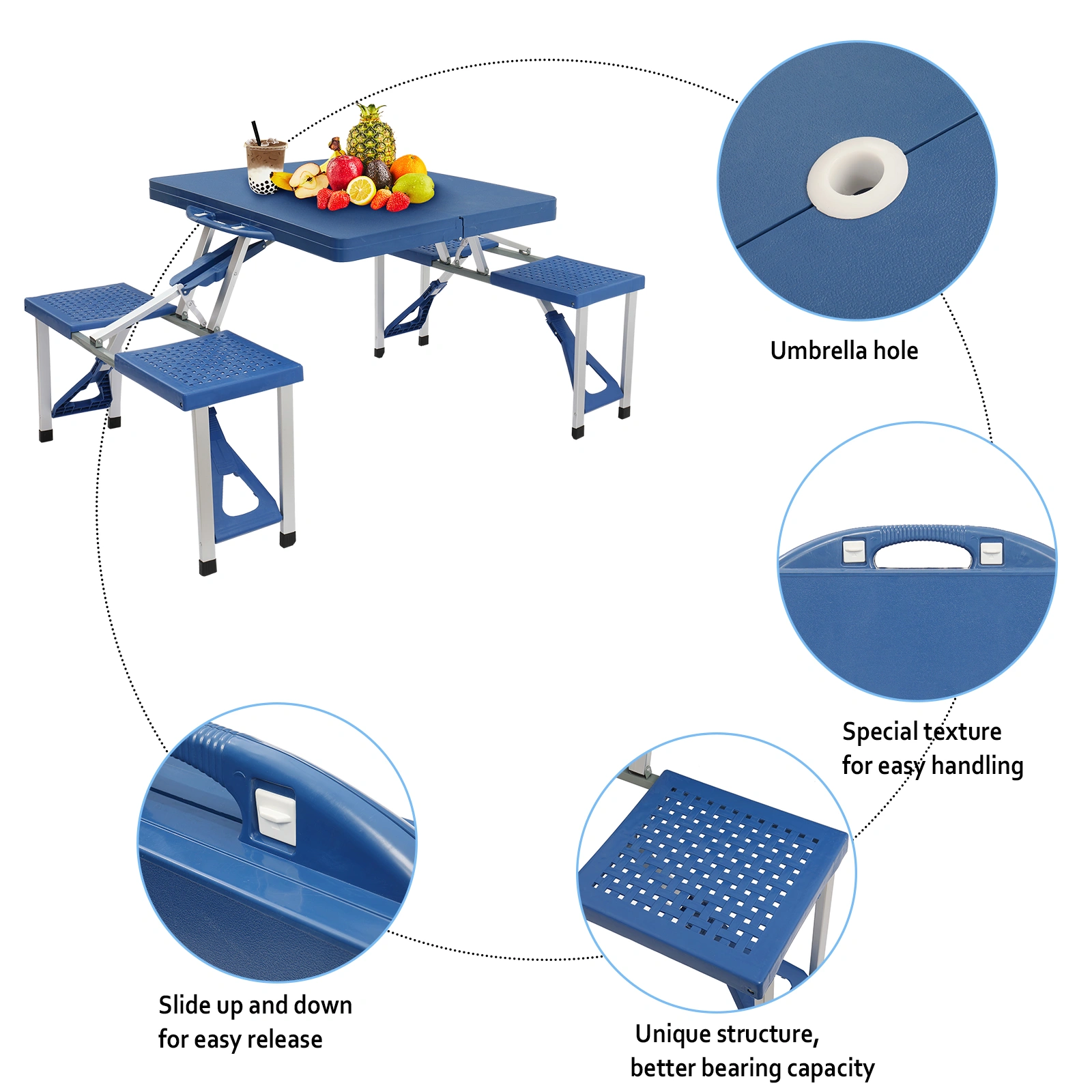 Siamese Folding Tables and Chairs-Plastic PS Thickening view 8