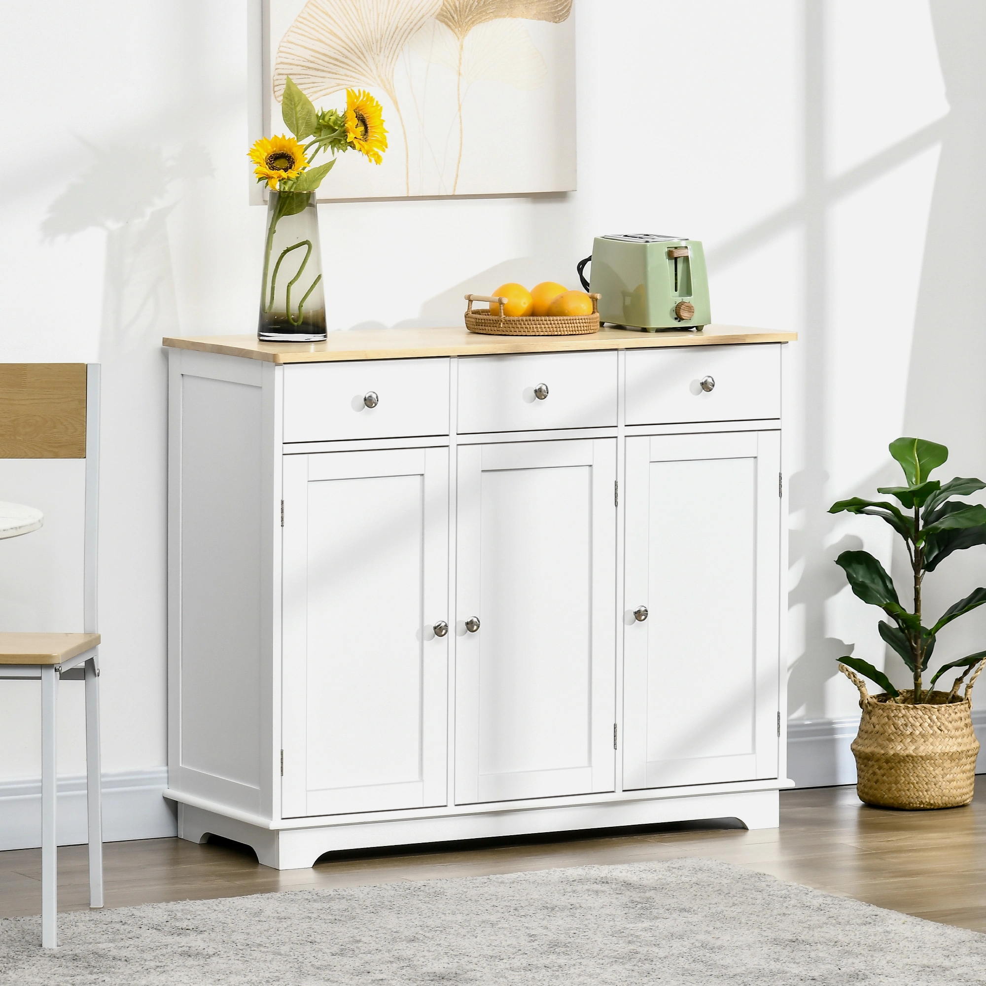 Modern Kitchen Storage Cabinet with Doors, Freestanding Pantry Cupboard, Countertop Organizer Cabinet
